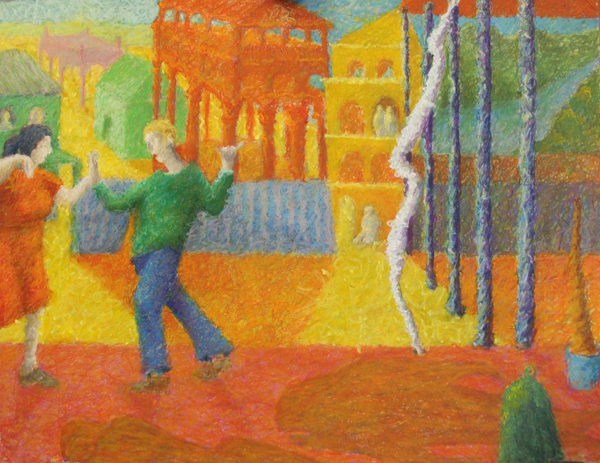 The Event, oil pastel on paper