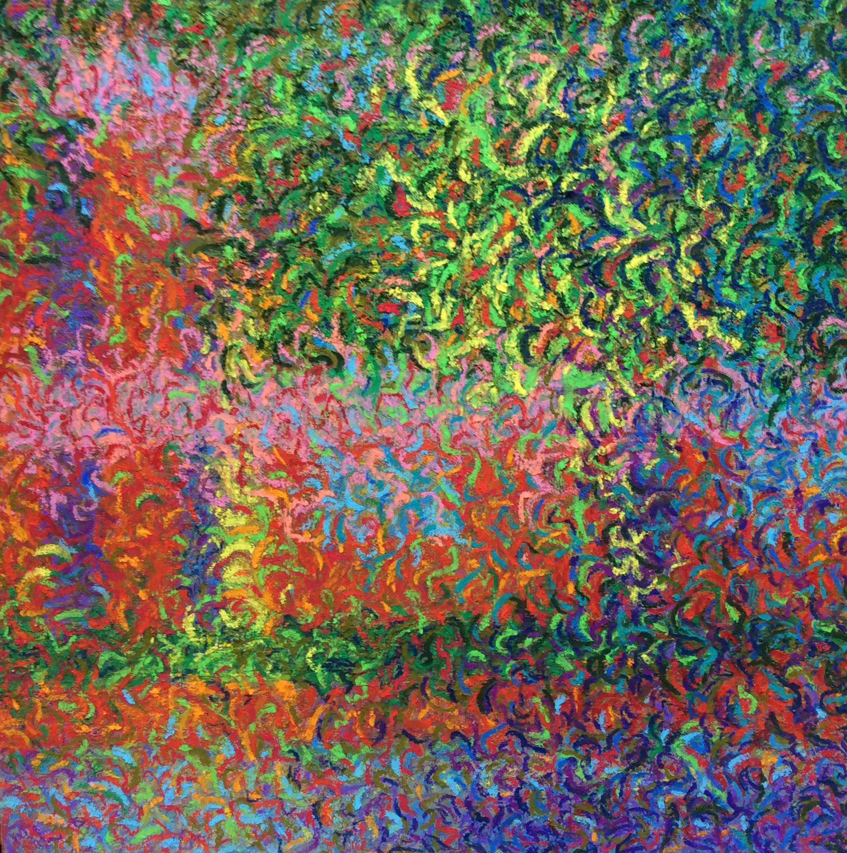 The Avenue Event, oil pastel on canvas