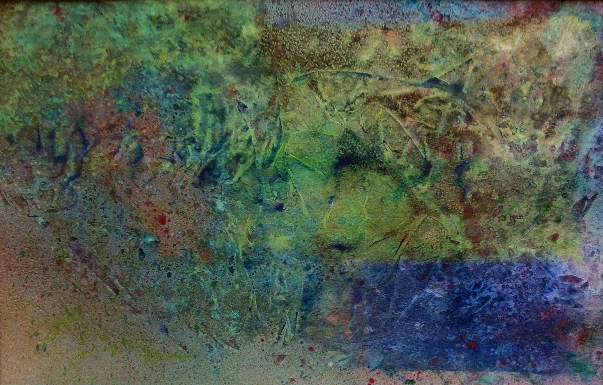 Cragside Pools, Northumberland, mixed media on paper