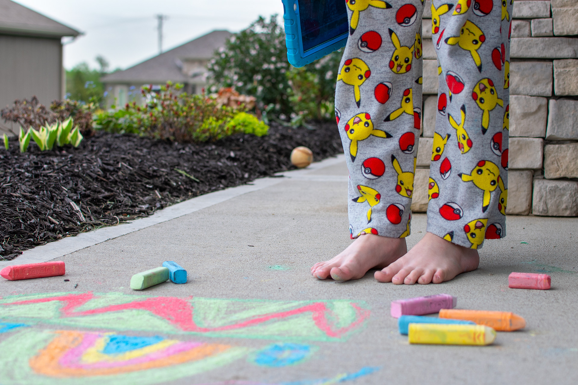 Sidewalk Chalk and Feet -- 2020