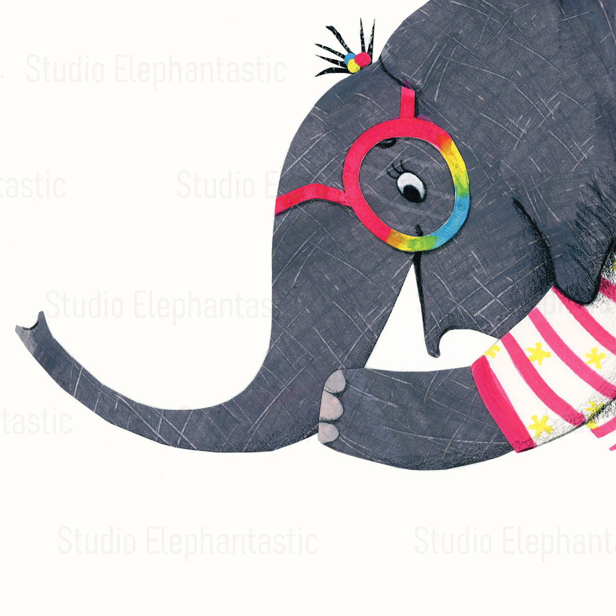 Olifant collage illustratie
