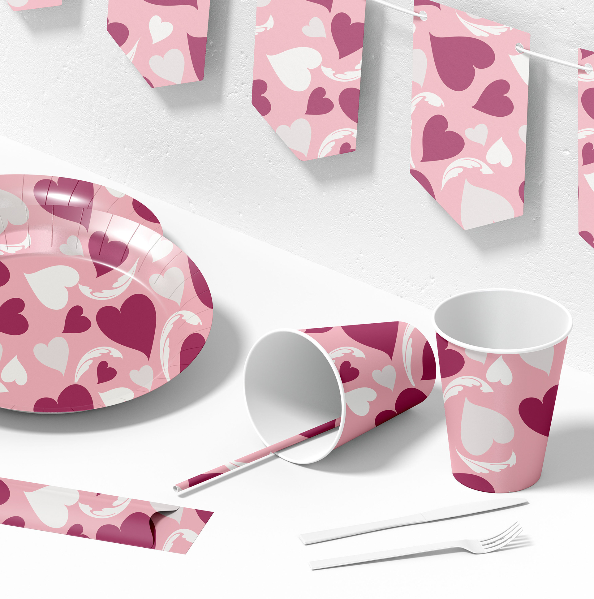 Hearts to You Pink White - DVA1214PKW-14