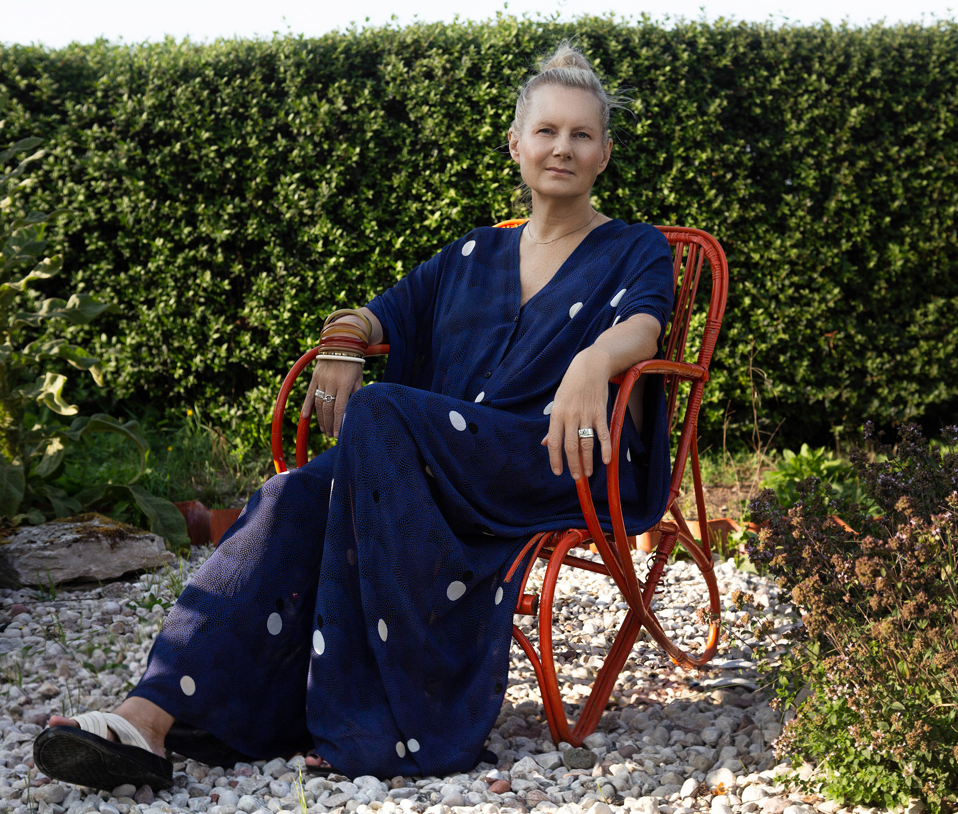 Hildegun Nilsson Varhelyi, professor in landscape architecture at SLU Ultuna, curator of art and design @pasergelstorg, in her garden on the island of Gotland.