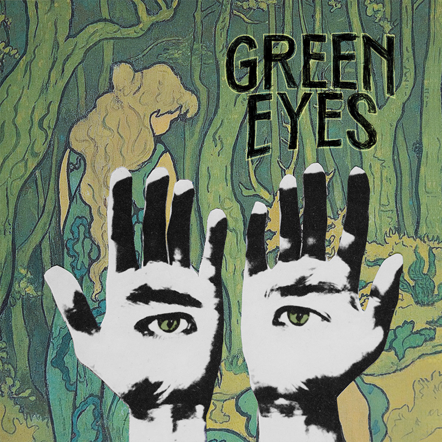 Artwork by Katerina Stratos & Byron Oliver Stratos for cover art of single titled ‘Green Eyes’ by Byron Oliver Stratos.