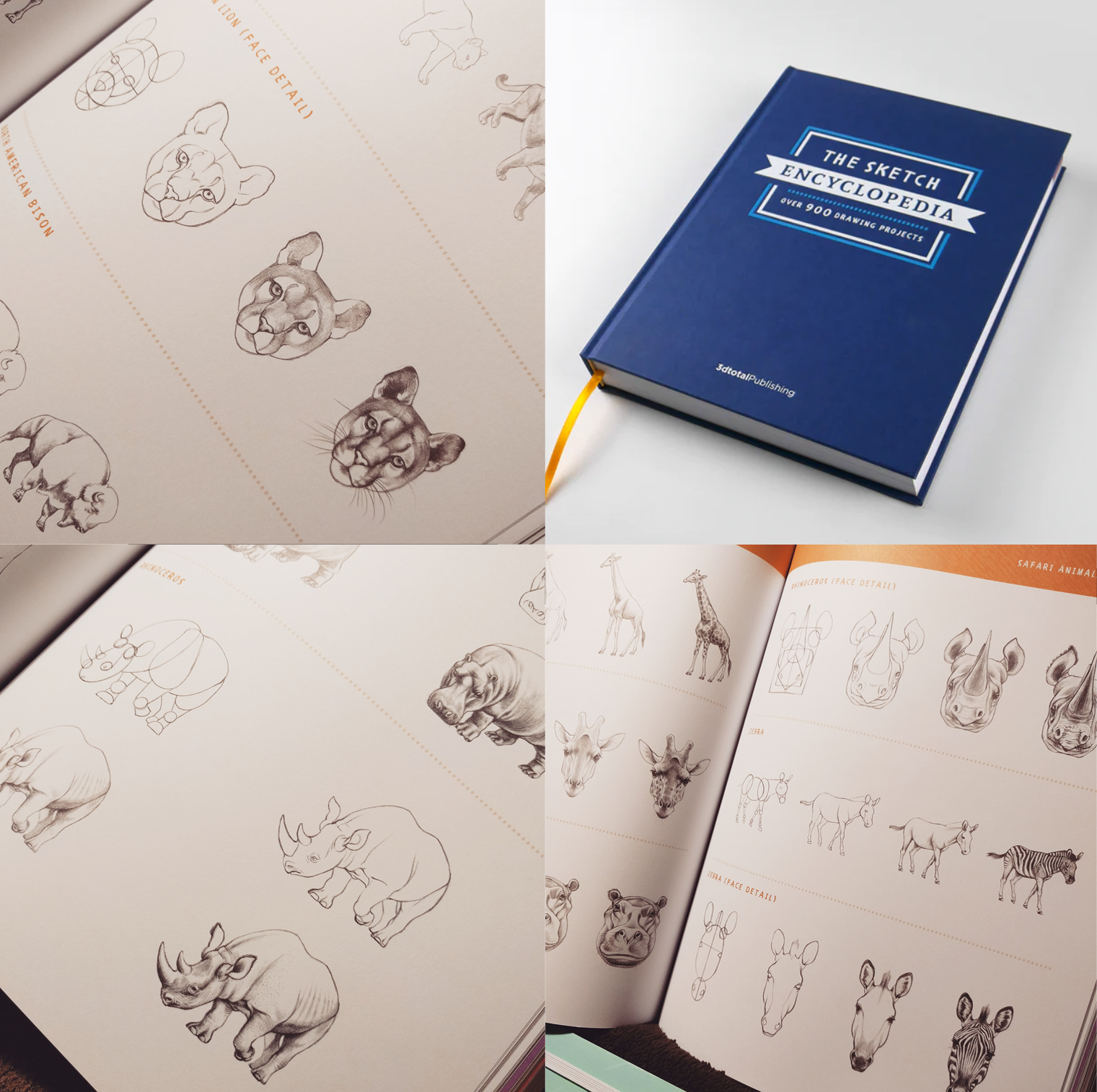 Animal drawing tutorials in The Sketch Encyclopedia, 3dtotal Publishing 2018