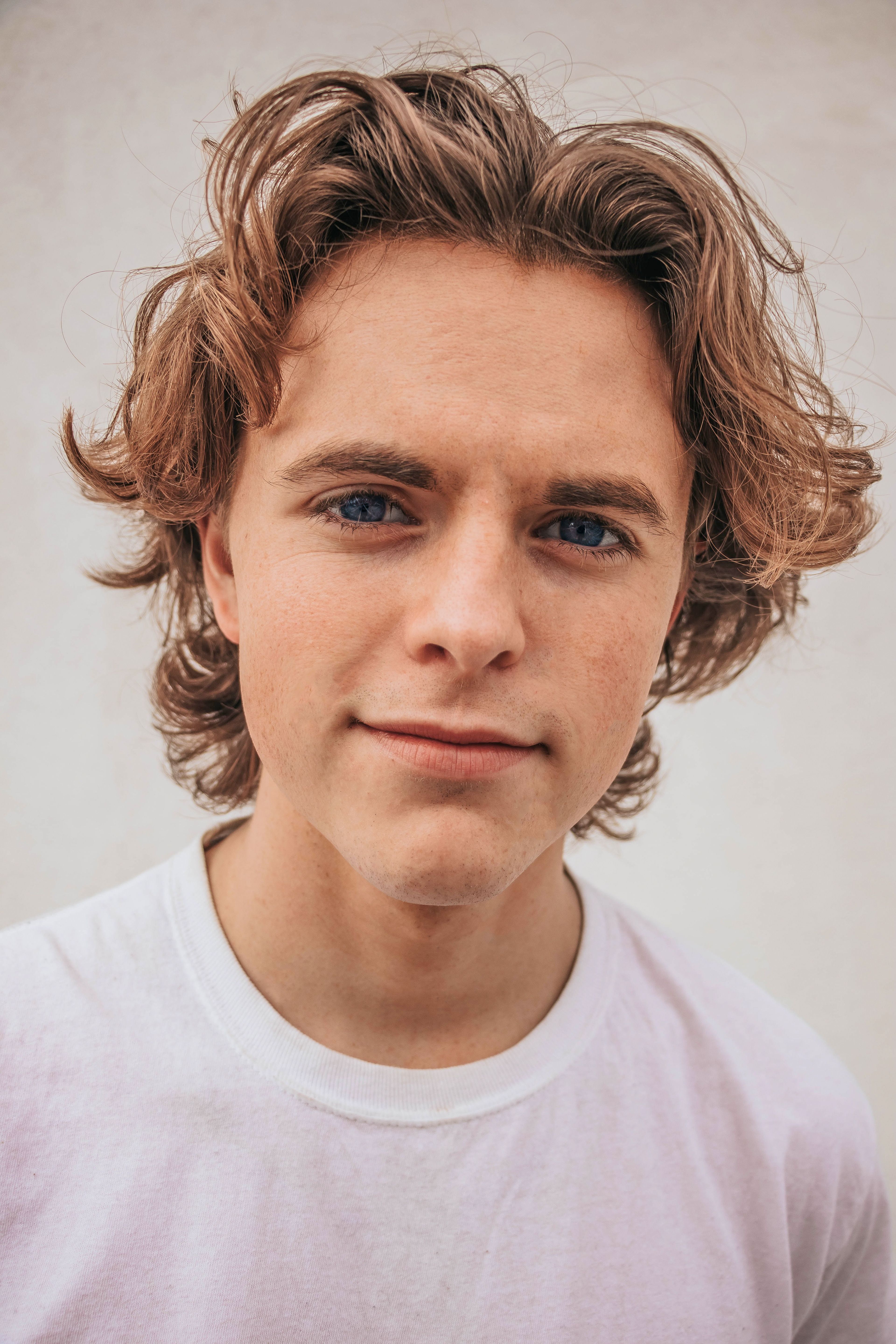 Close-up portrait of young man’s face.