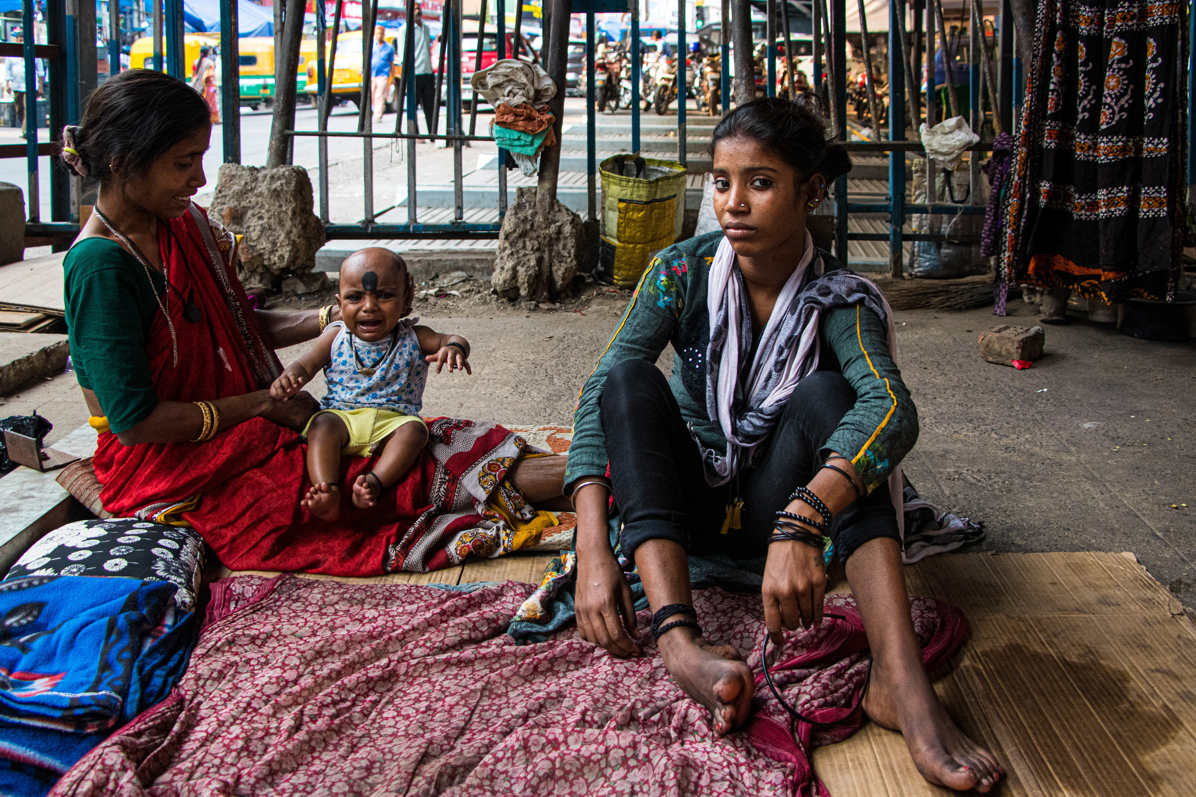 Three generations of homeless people - Mother, daughter and grandson