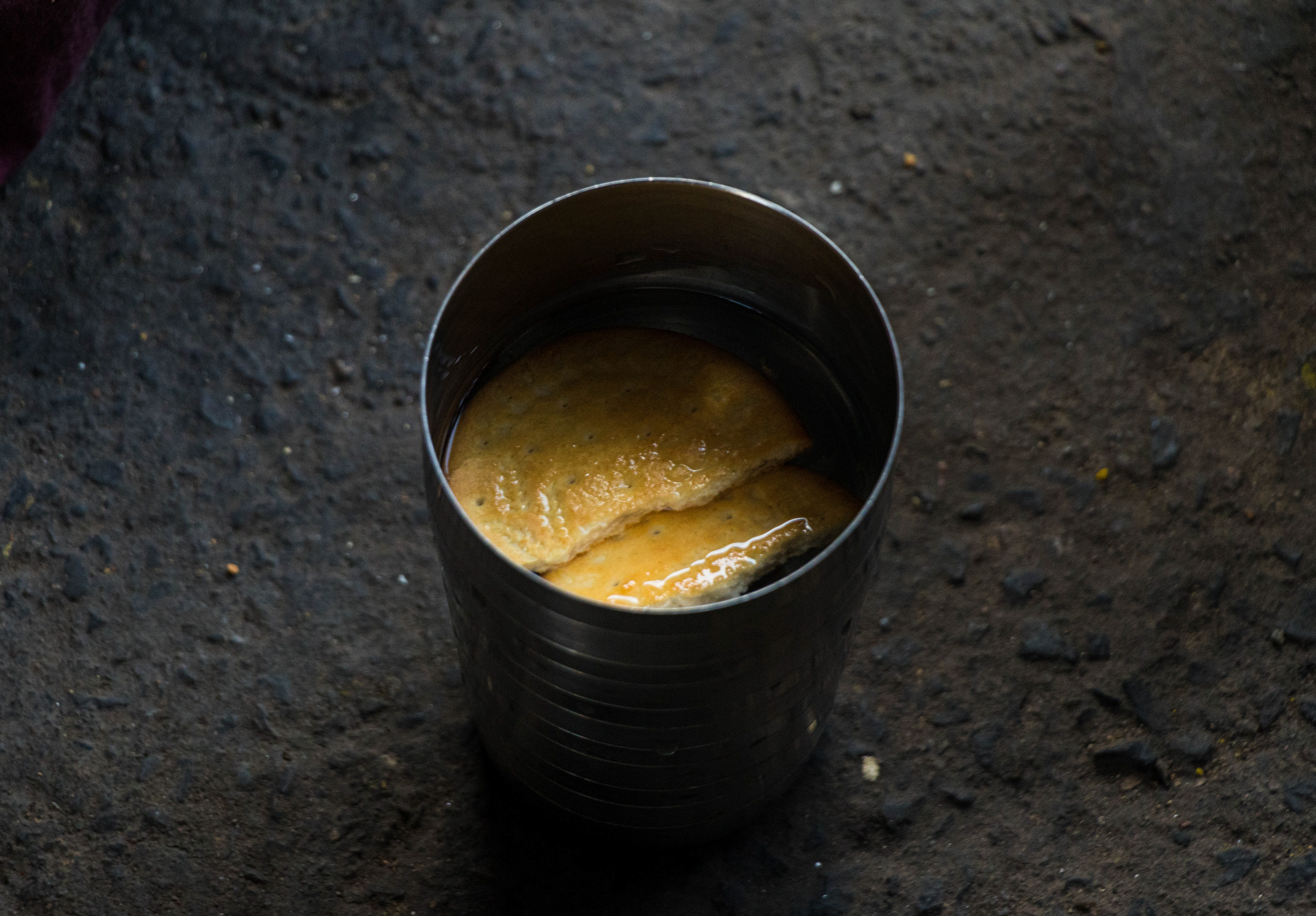 Biscuits soaked in water for Sabita's grandson
