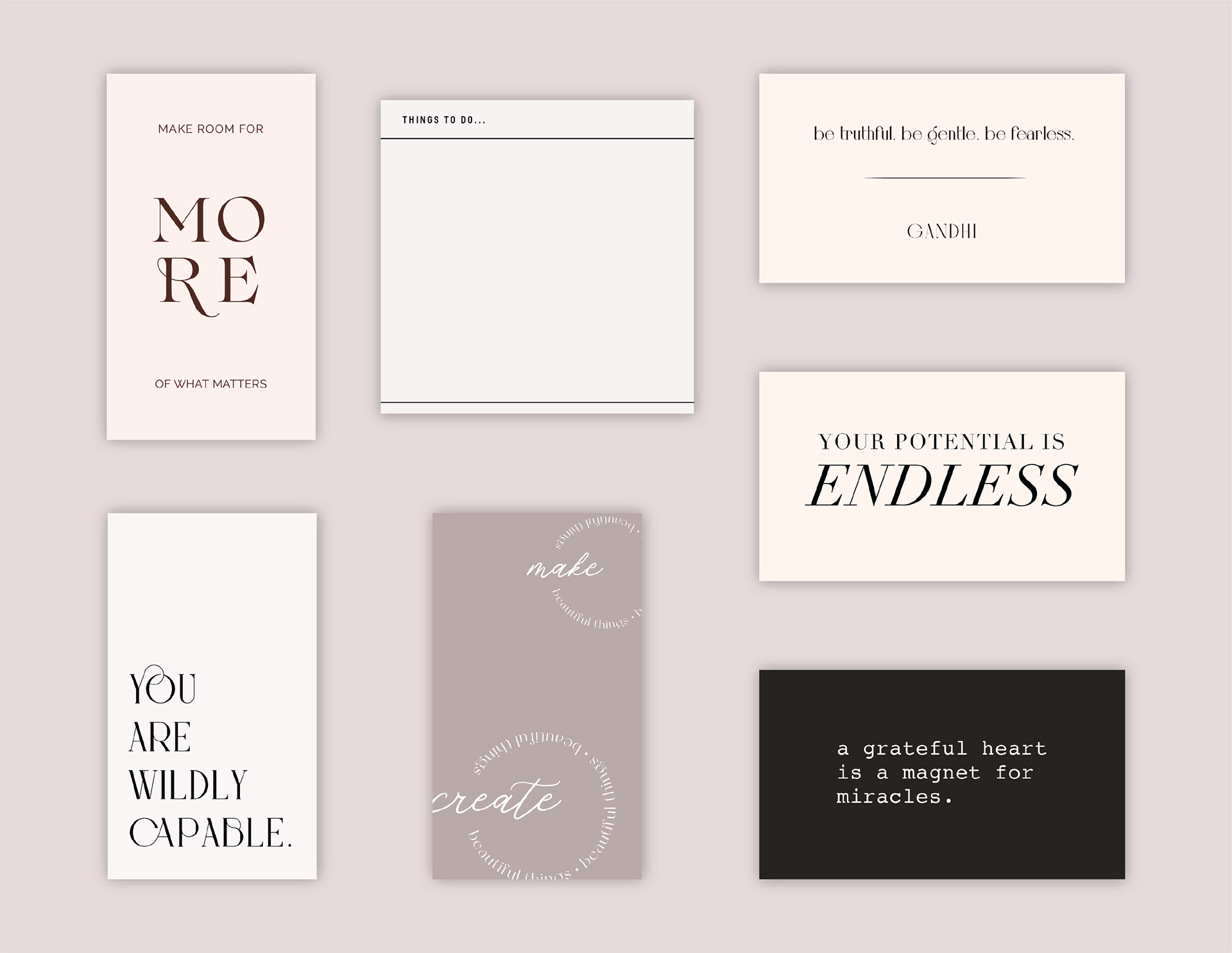 Some custom "quote cards" I was hired to create for VillabeauTifful, a local seattle business