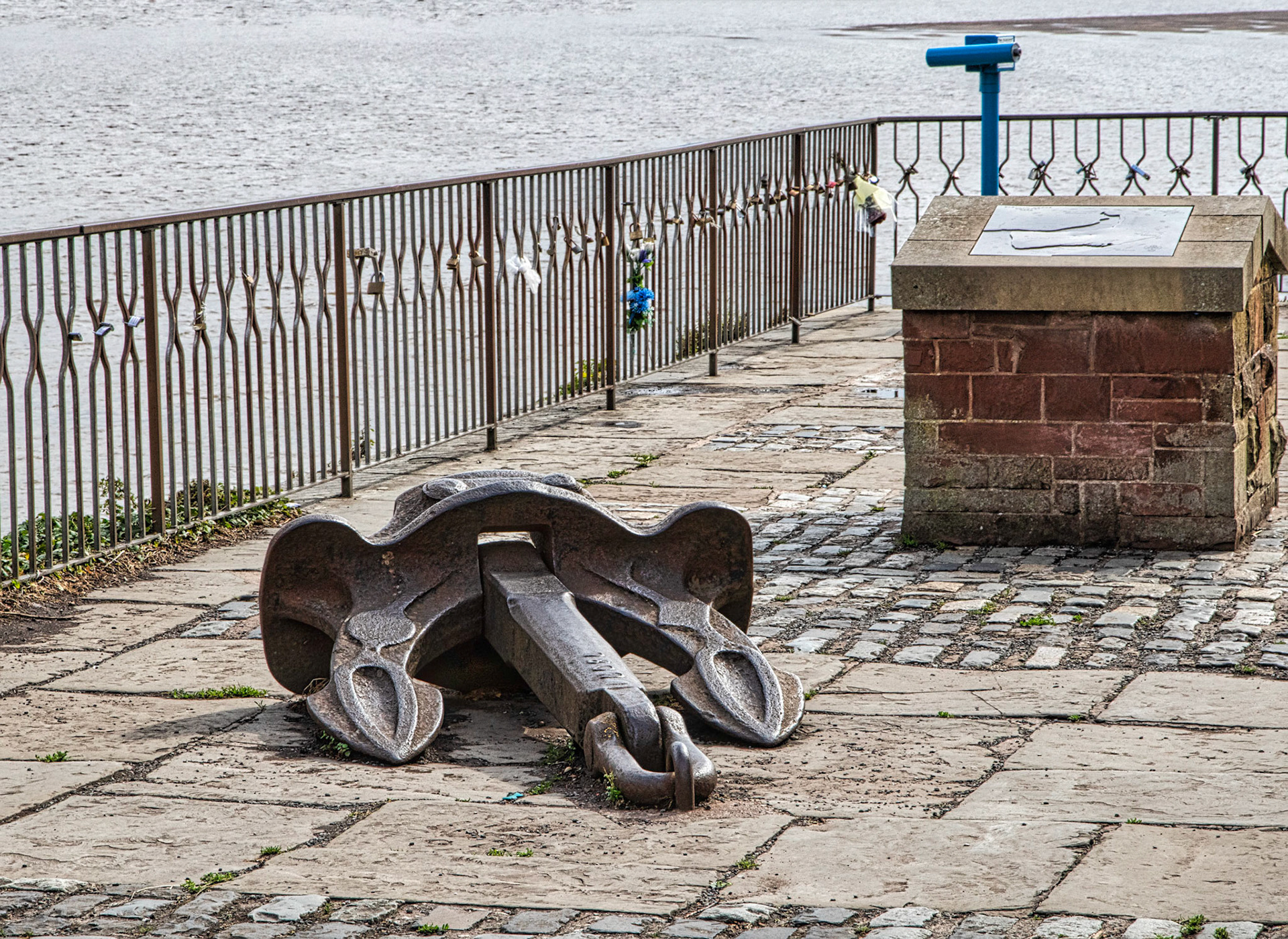 The Pier, with Anchor, Telescope, and Plaques