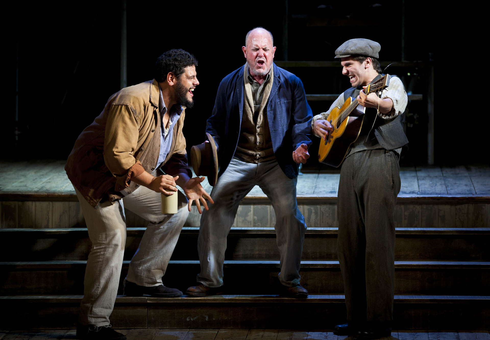 MARC AKINFOLARIN (ED BISHOP), CRAIG PINDER (BEE DOYLE) AND FRANCESCO LO GIUDICE (JEWELL ESTES), Photo © Hannah Barton