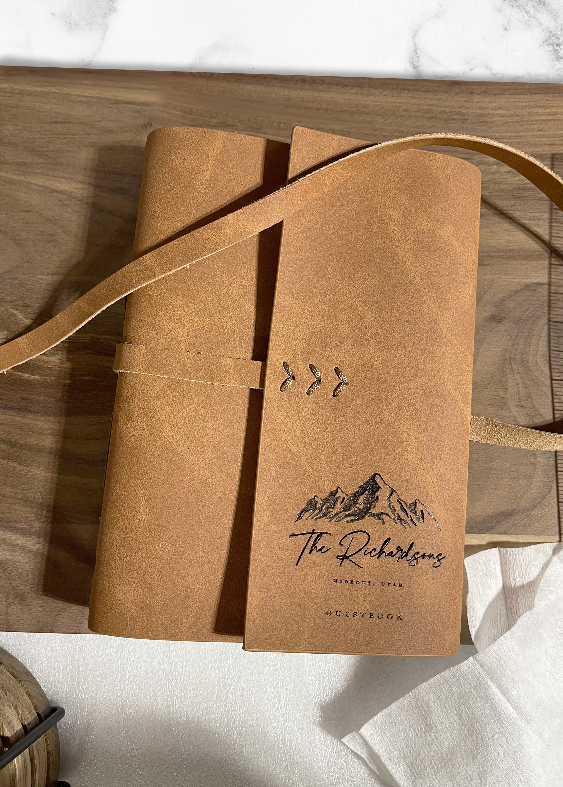 Engraved Leather Guestbook Journal