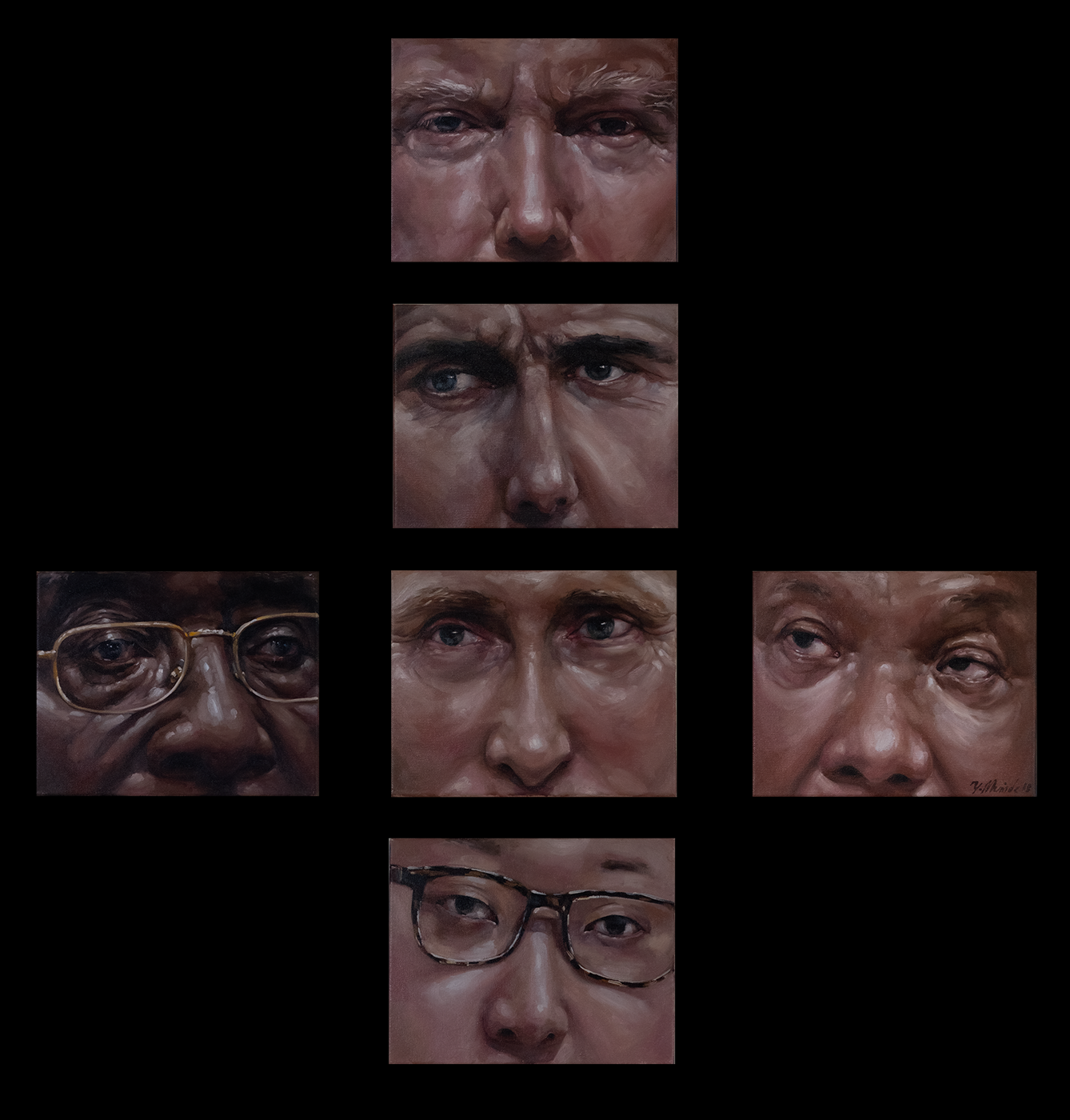 Eyes of Monsters 6 panels, Oil on Canvas, 8 x 12. 2018