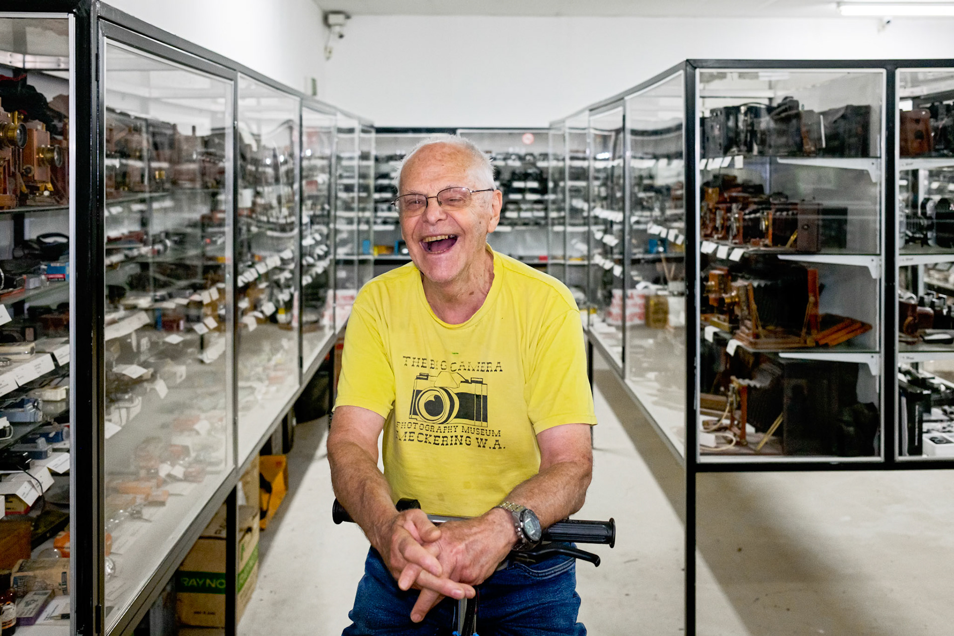 Chic Wadely, collector of cameras and owner of the  Museum of Photography, Meckering, WA. 2025