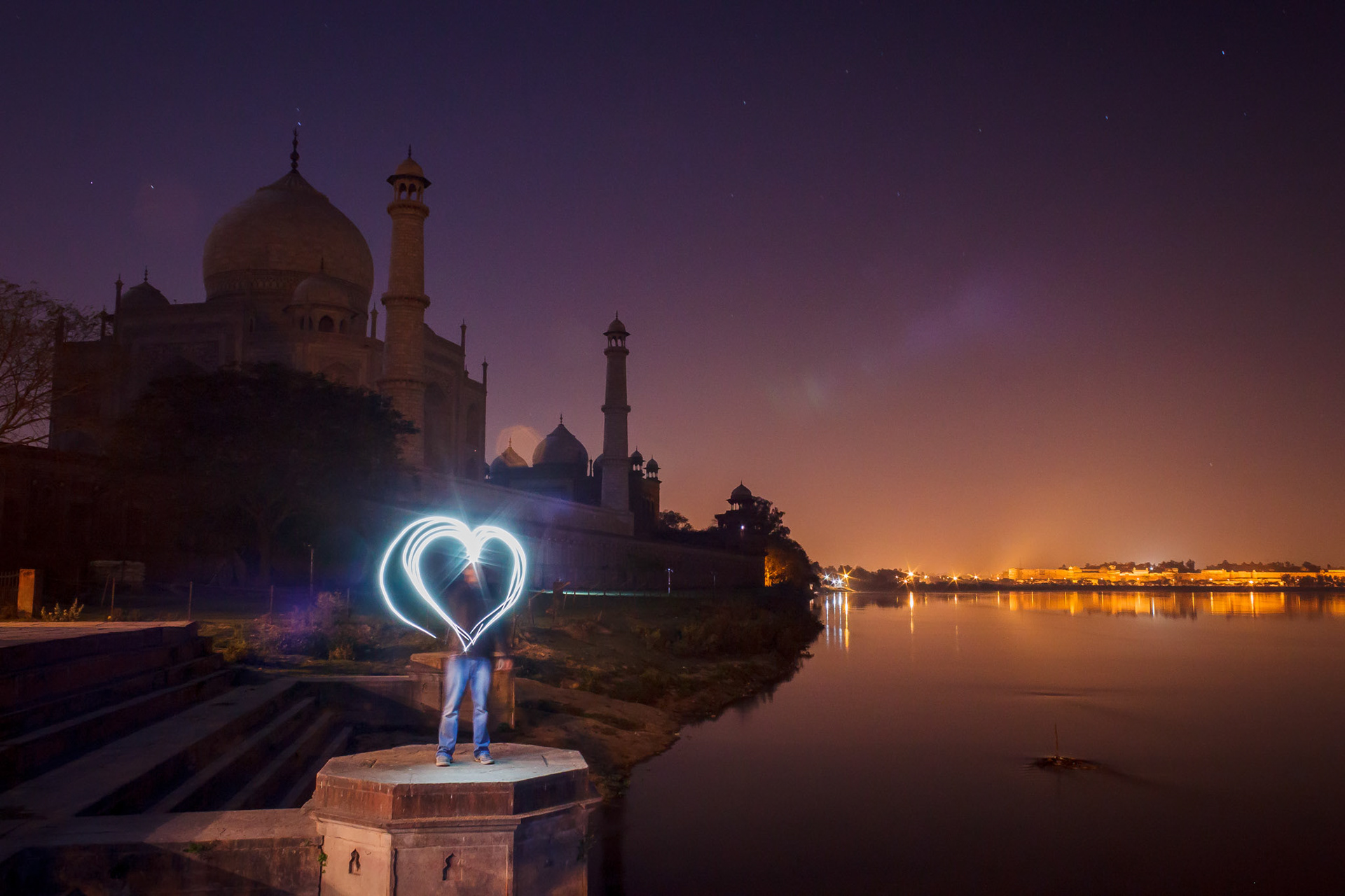 2013-03 India - Agra 014: Taj Mahal at pre-sunrise on the Yamuna River, Agra