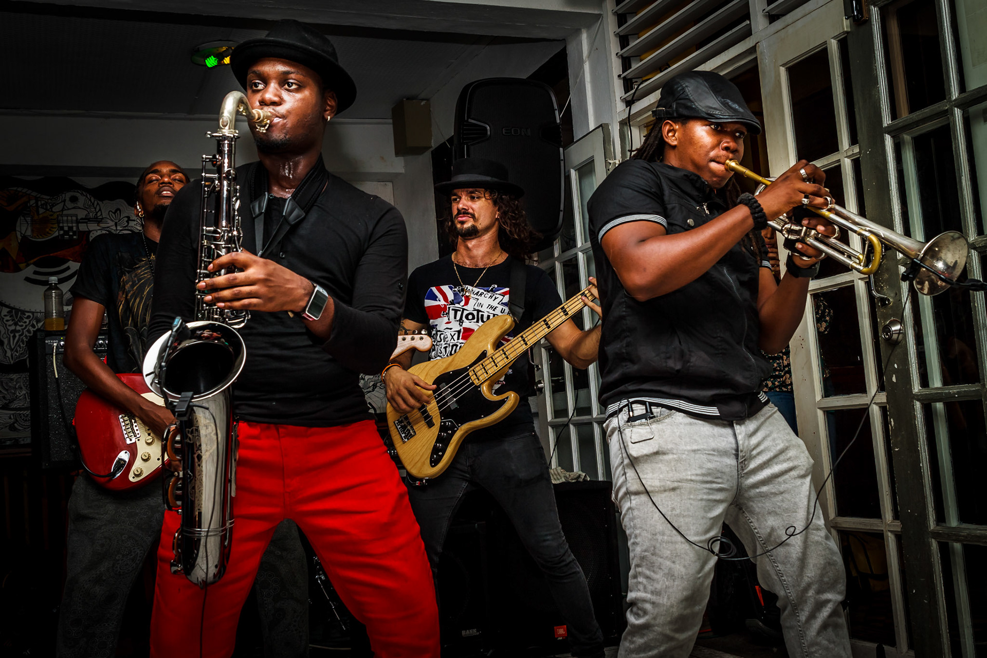 2015-10 Barbados 8330: The NJ3O+ Jazz Band, at The Old Jamm Inn, St Lawrence Gap