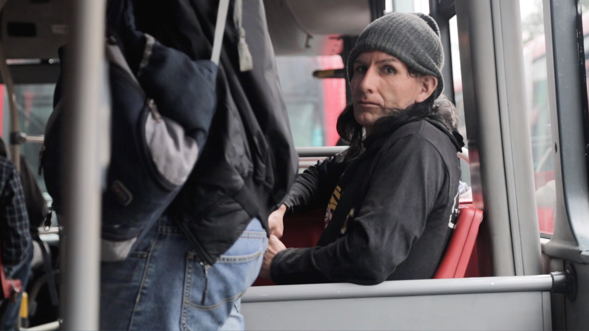 Dayana on a bus