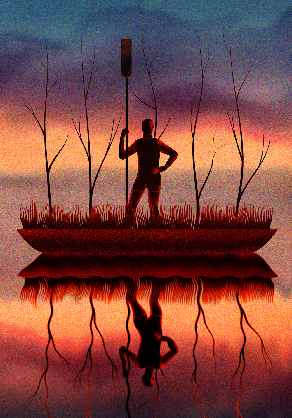 "Oars across the grass" Illustration for Pismo Magazine