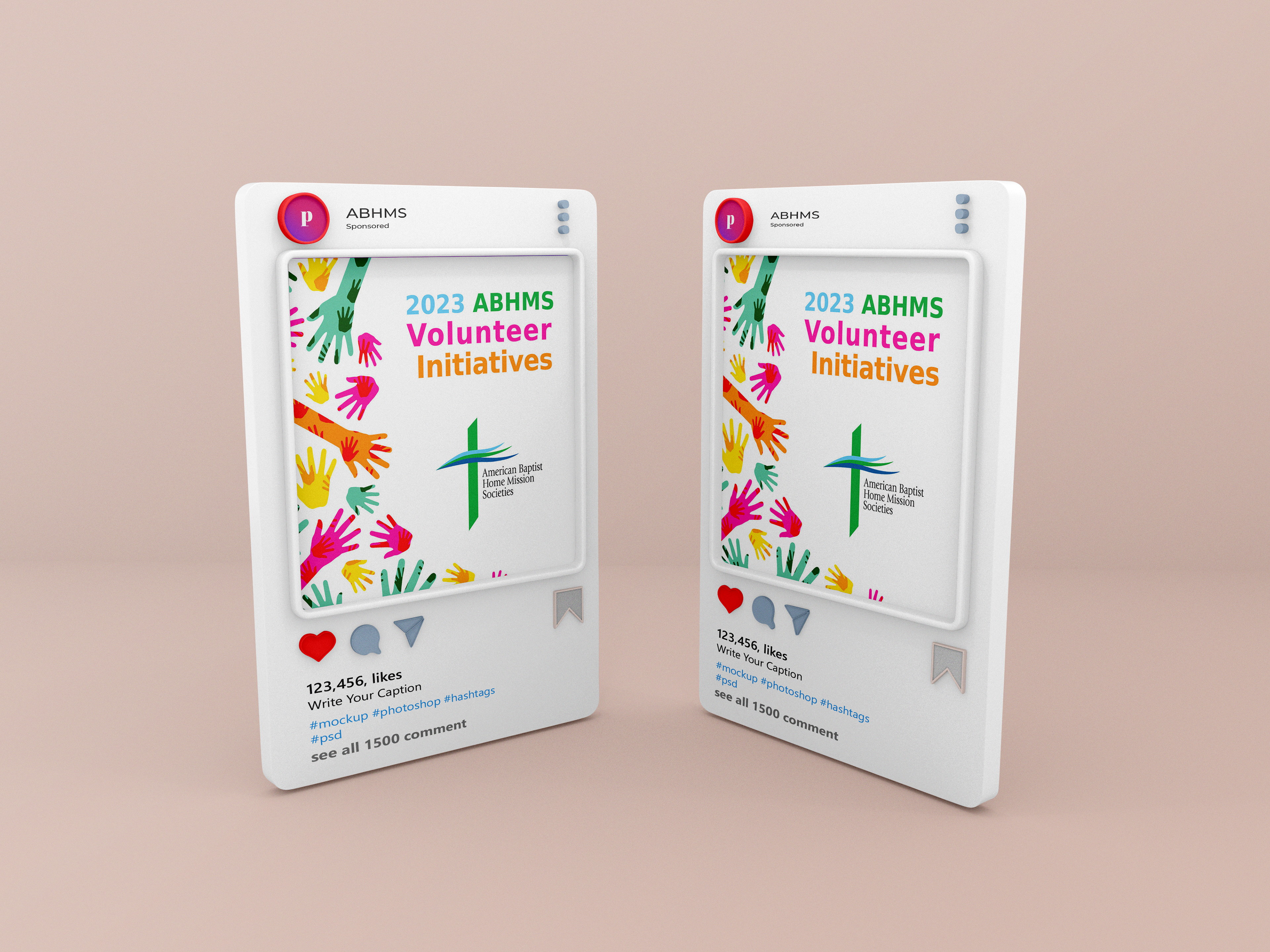 Instagram post mockup for a volunteer initiative, marketing content, Instagram marketing