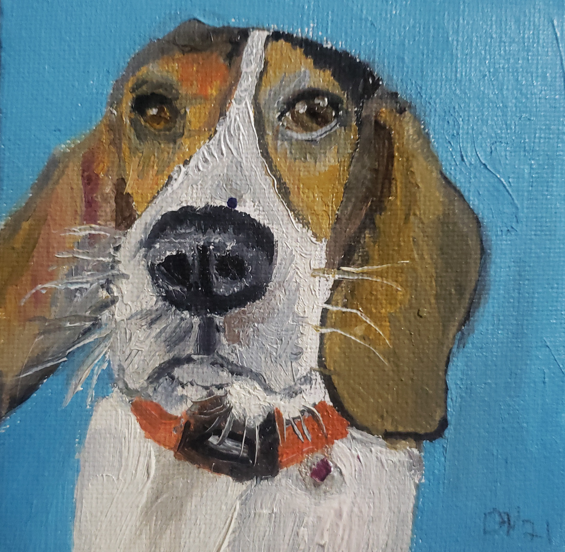 Dog oil painting