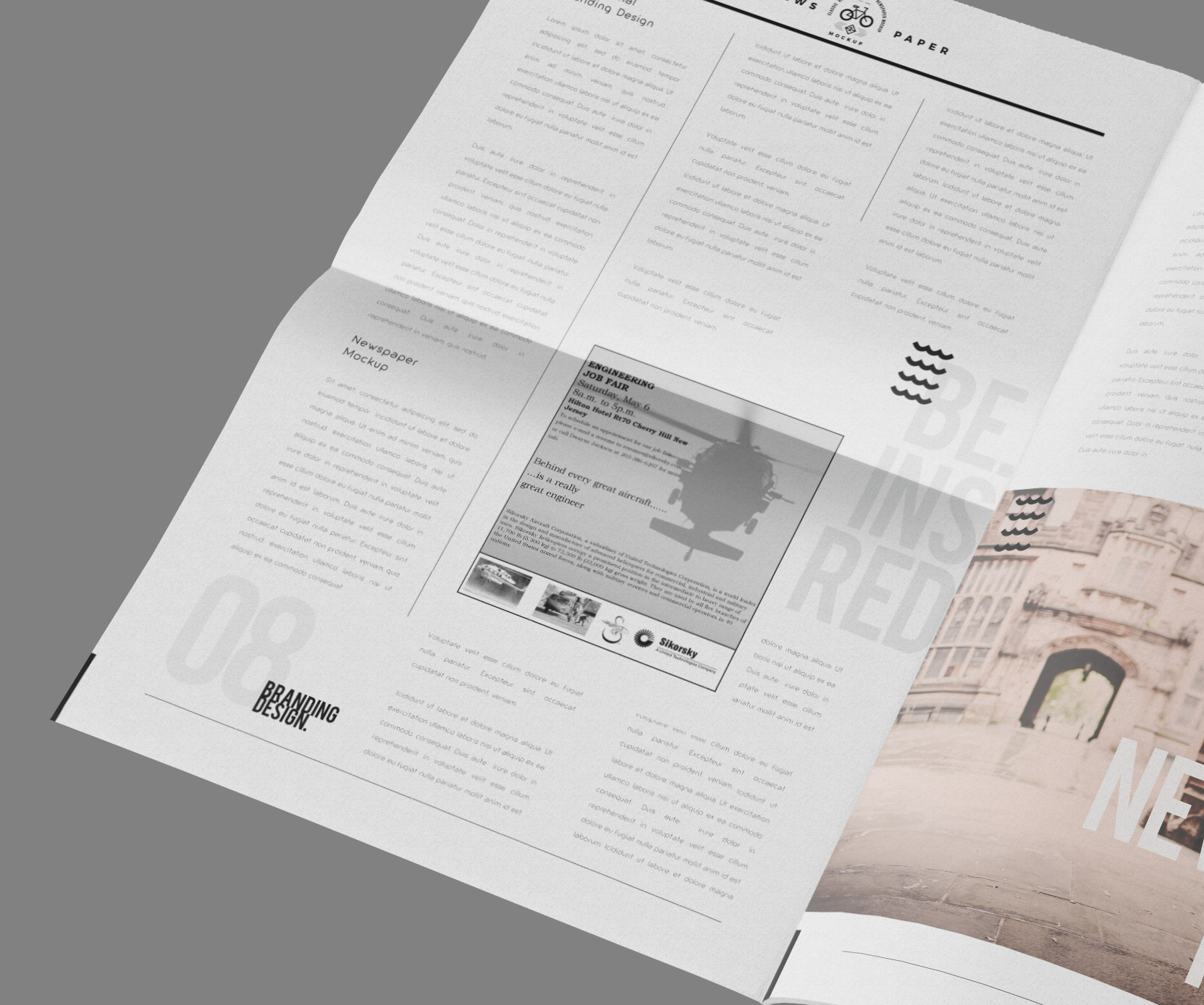 Newspaper ad mockup, advertisement examples