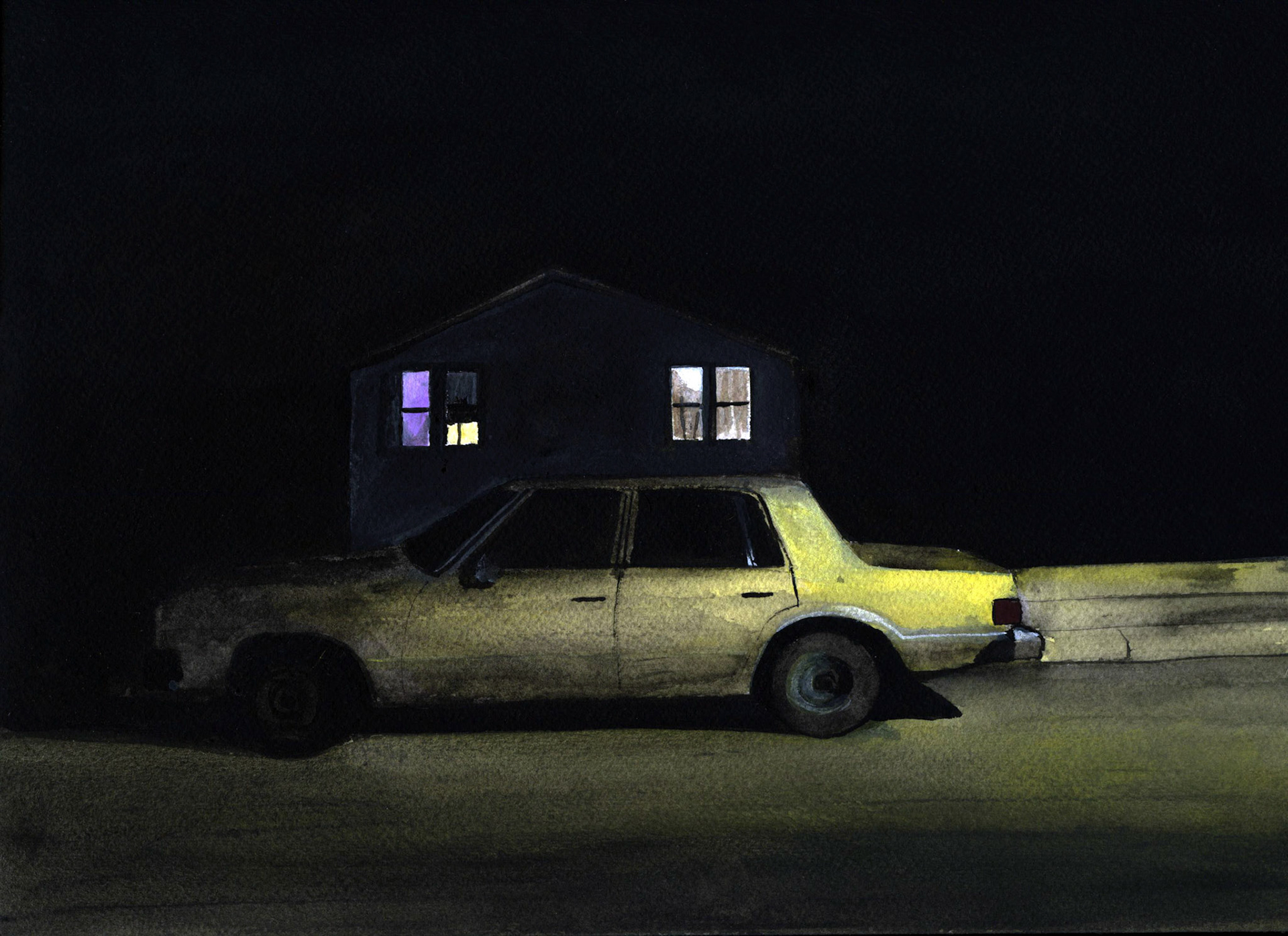 "Parked Car" (2015) Watercolor & Gouache on Paper, 12 x 9 inches