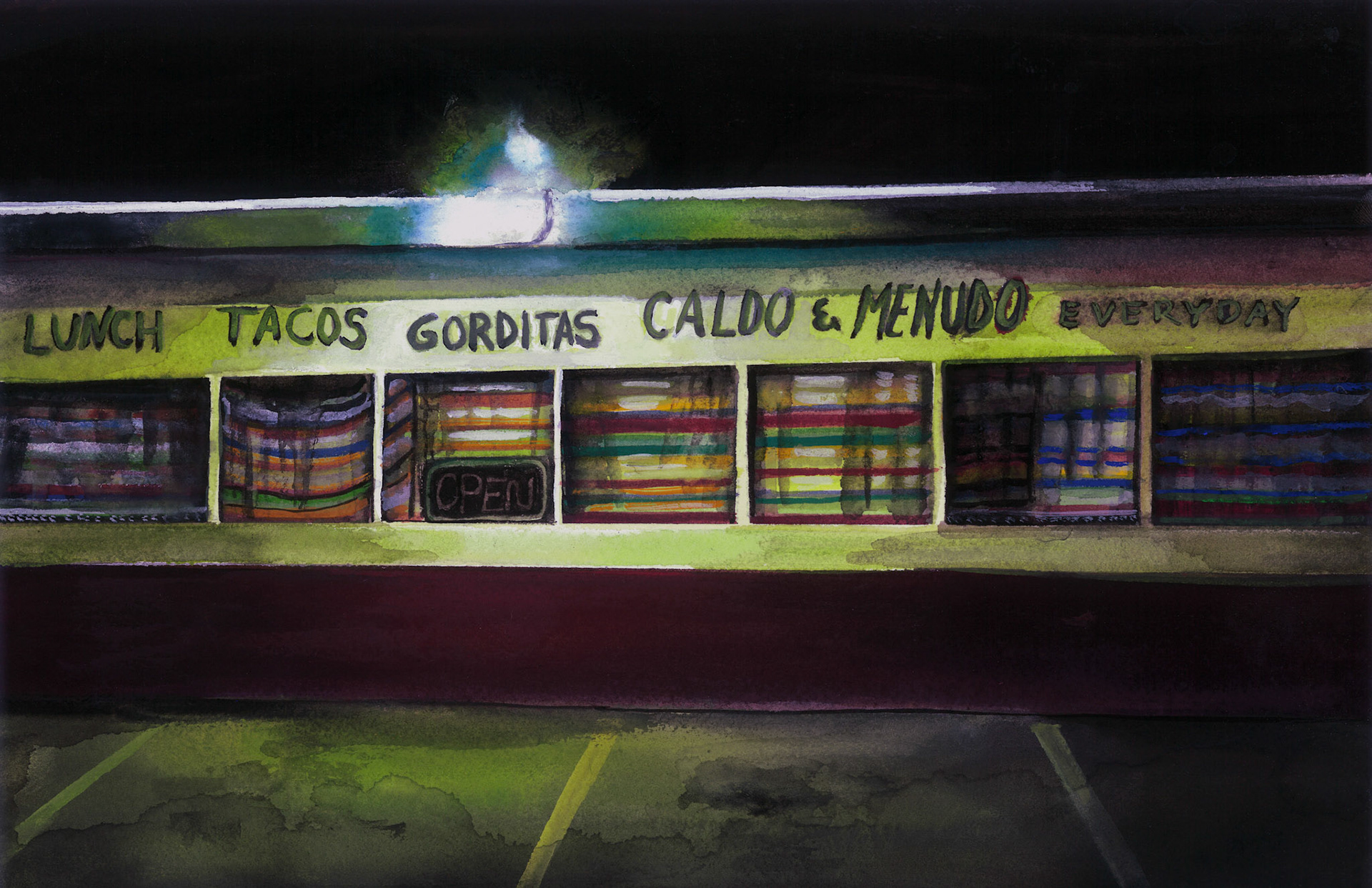 "Gorditas" (2016) Watercolor & Gouache on paper, 12 x 9 inches