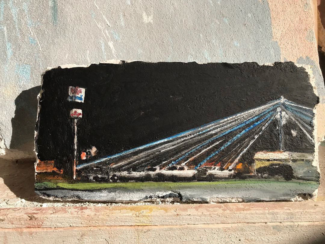 "SW Military" (2018) Fresco on Foam, 11 x 6 inches
