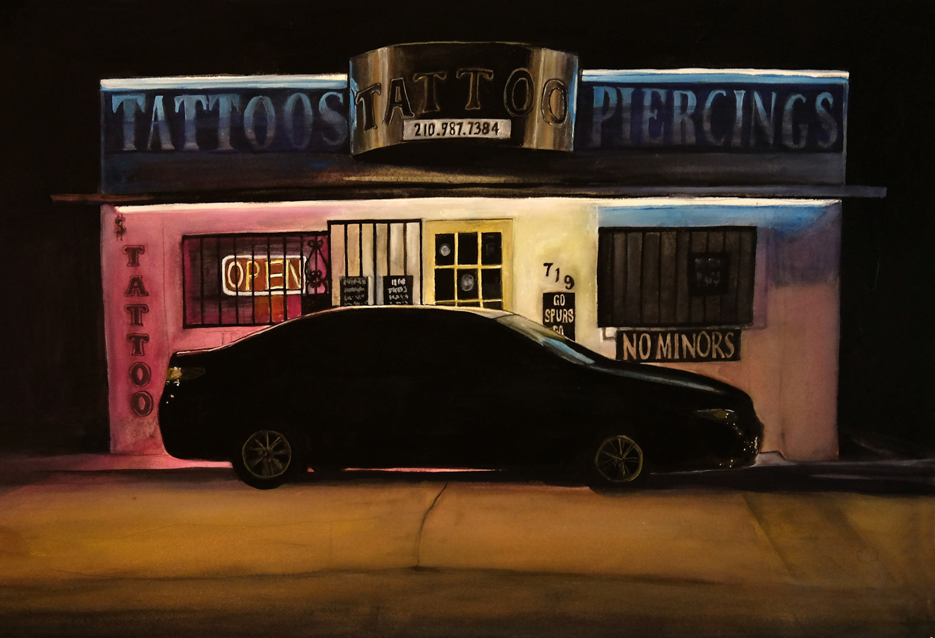 "Tattoos/Piercings" (2017) Watercolor & Gouache on Paper 24 x 18 inches