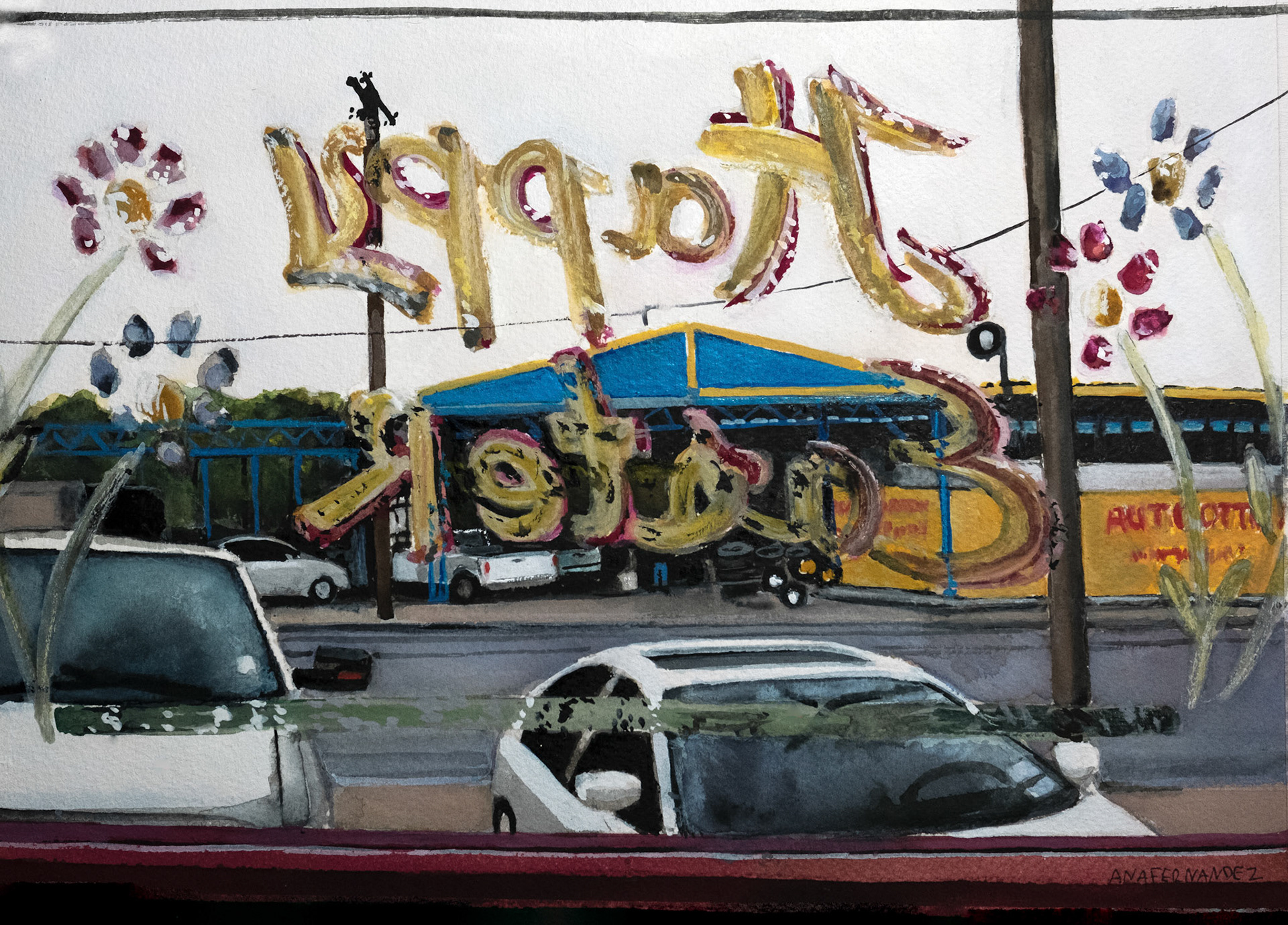 "Happy Easter" (2017) Watercolor & Gouache on paper, 12 x 9 inches