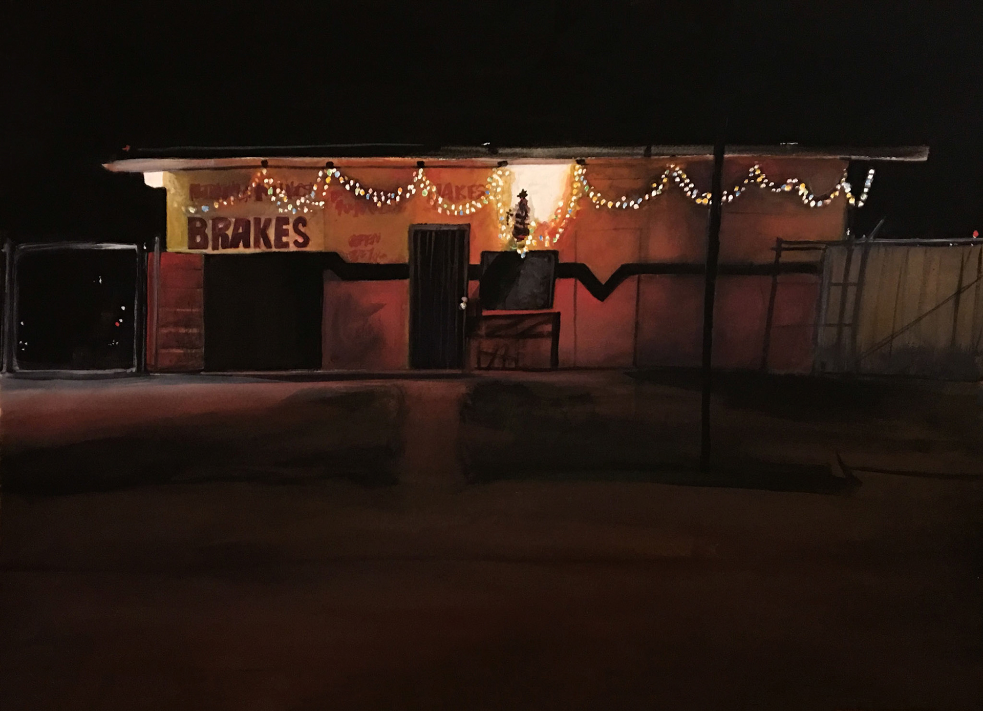 "Brakes" (2016) Watercolor & Gouache on Paper, 24 x 18 inches