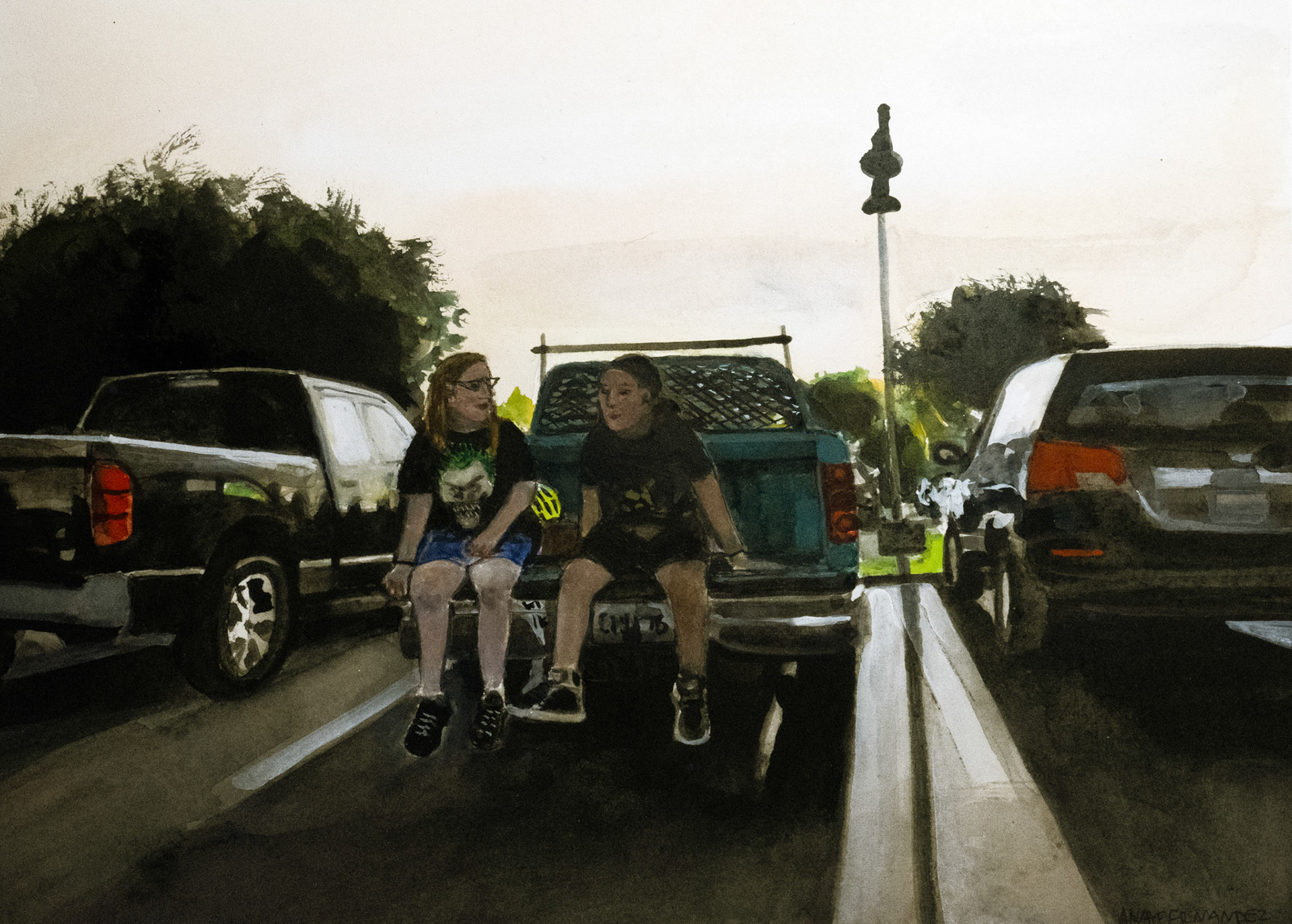 "Tailgate" (2017) Oil on Panel, 12 x 9 inches