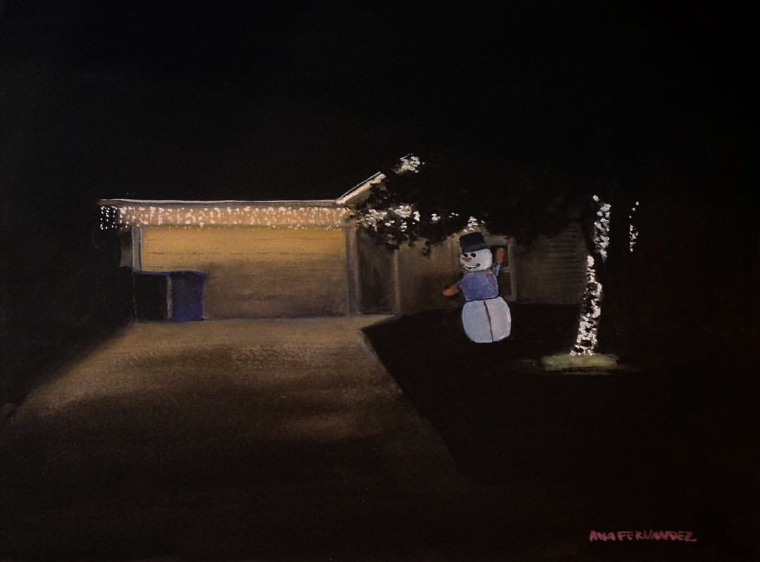 "Christmas House" (2016) Watercolor & Gouache on Paper, 12 x 9 inches
