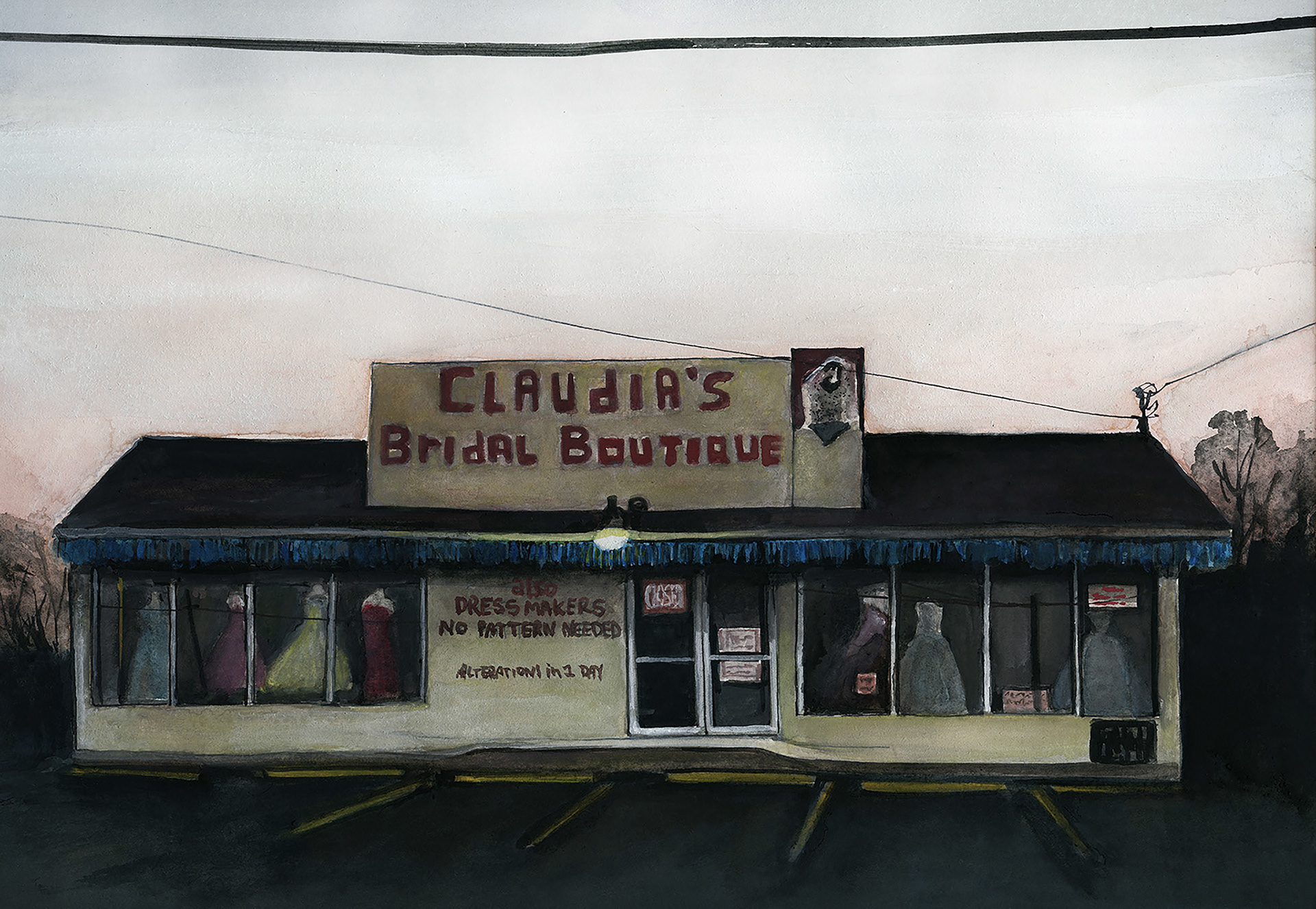 "Claudia's" (2017) Watercolor & Gouache on paper, 12 x 9 inches