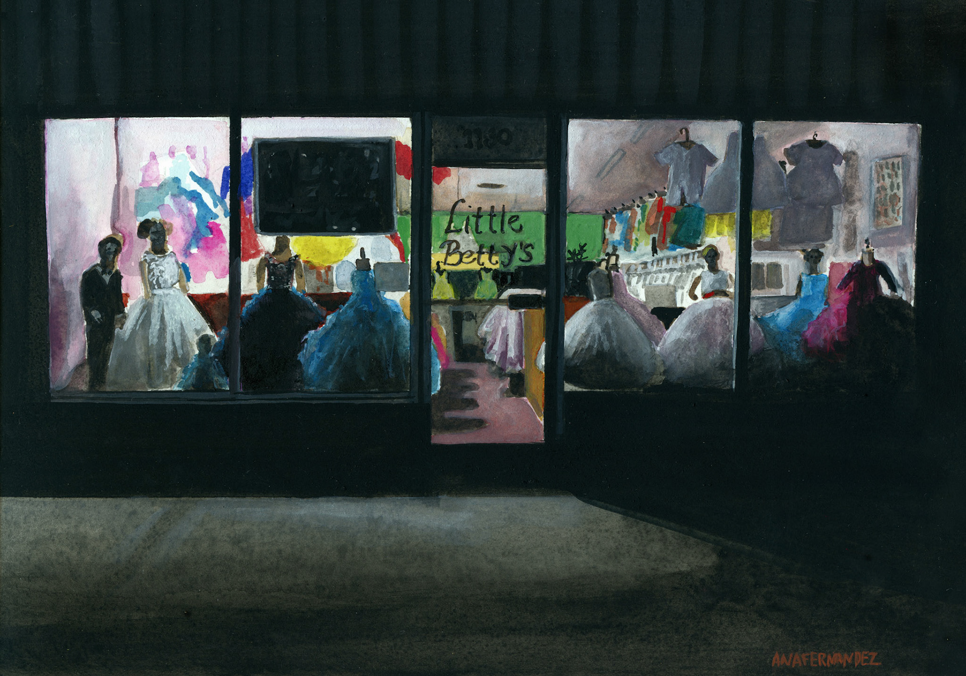 "Little Betty's" (2017) Watercolor & Gouache on paper, 12 x 9 inches