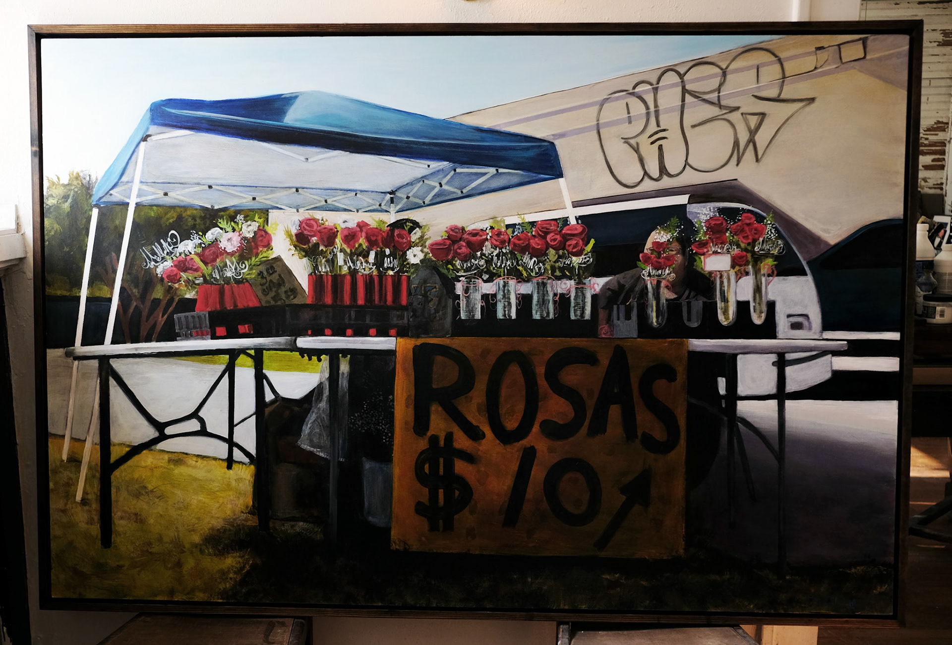 "Rosas" (2017) Oil on Panel, 72 x 48 inches