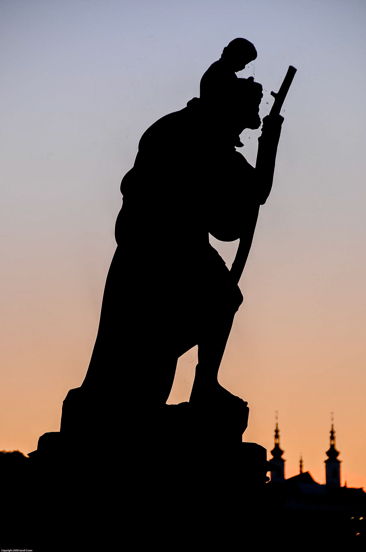 Charles Bridge Statue At Dusk