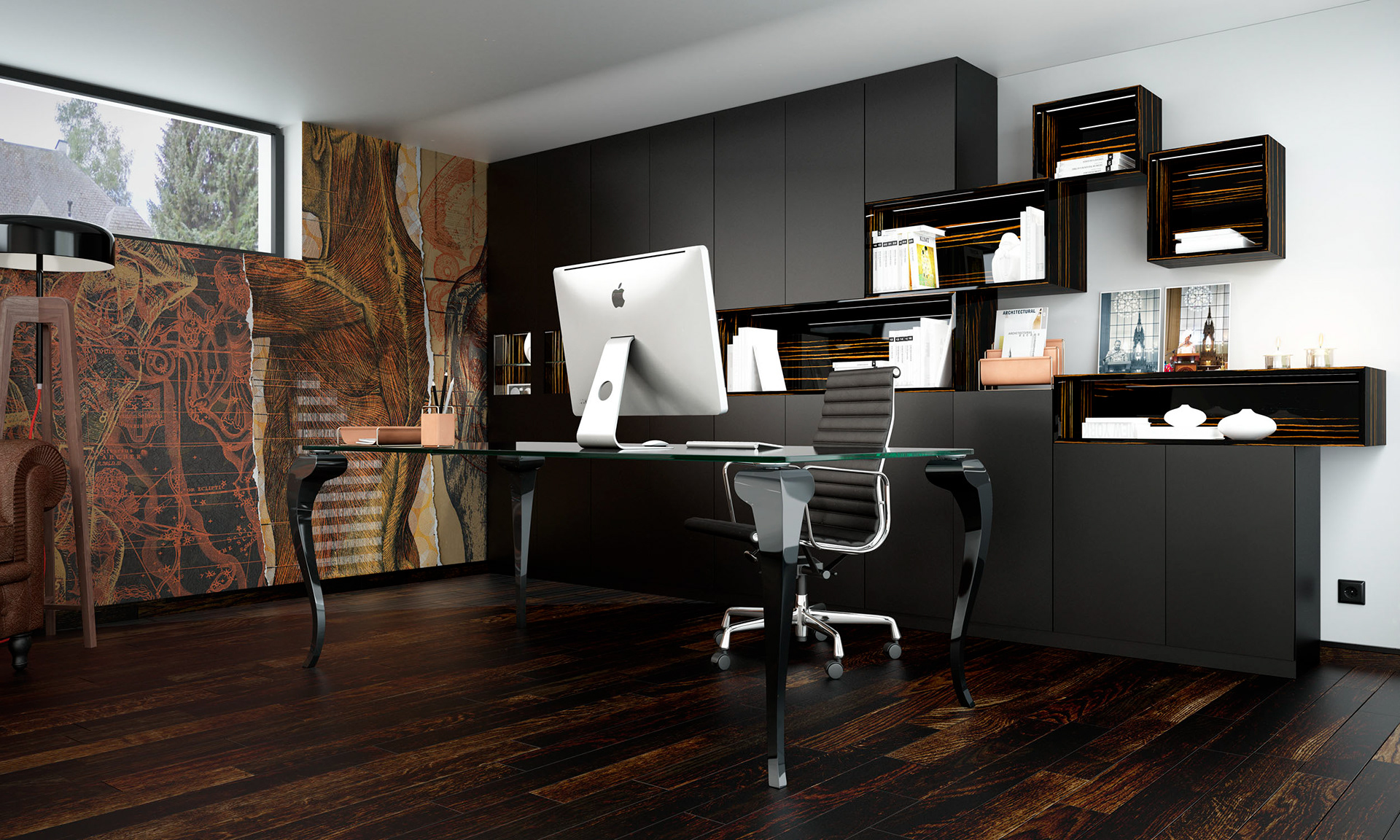 Mobilier en ébène/MDF laqué noir mat