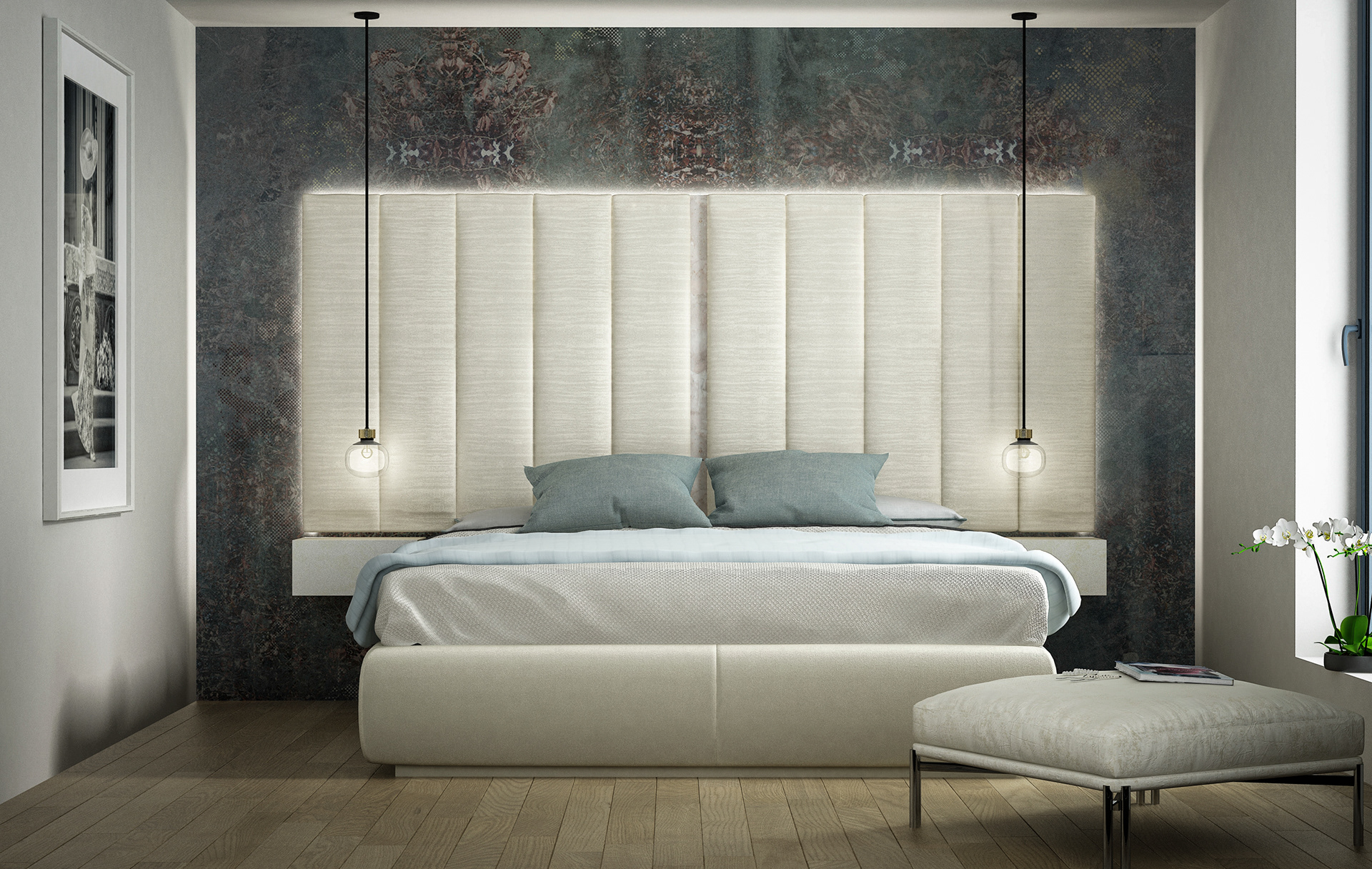 Tête de lit et tables de chevet sur mesure