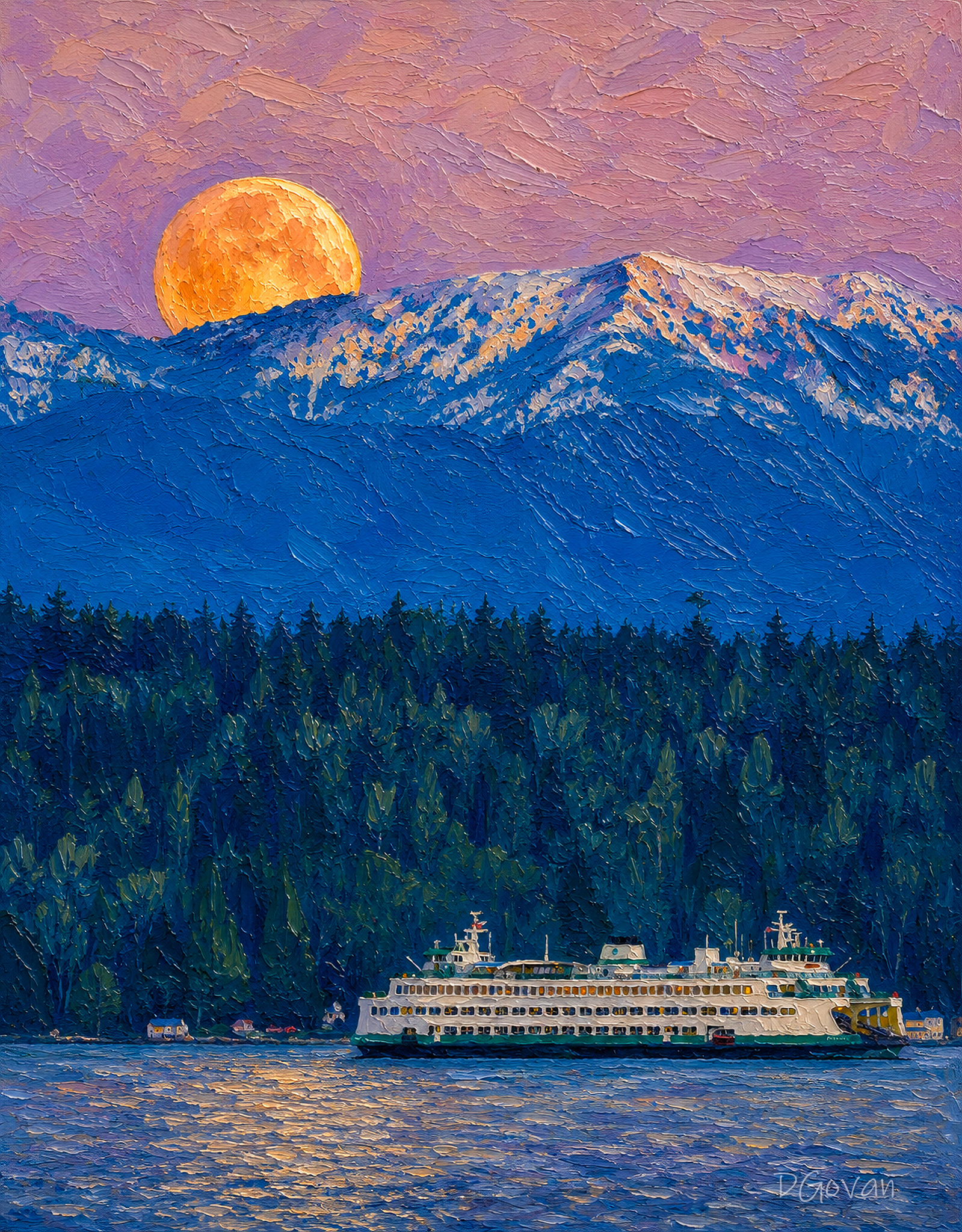 Moonset Sunrise - Edmonds, WA
