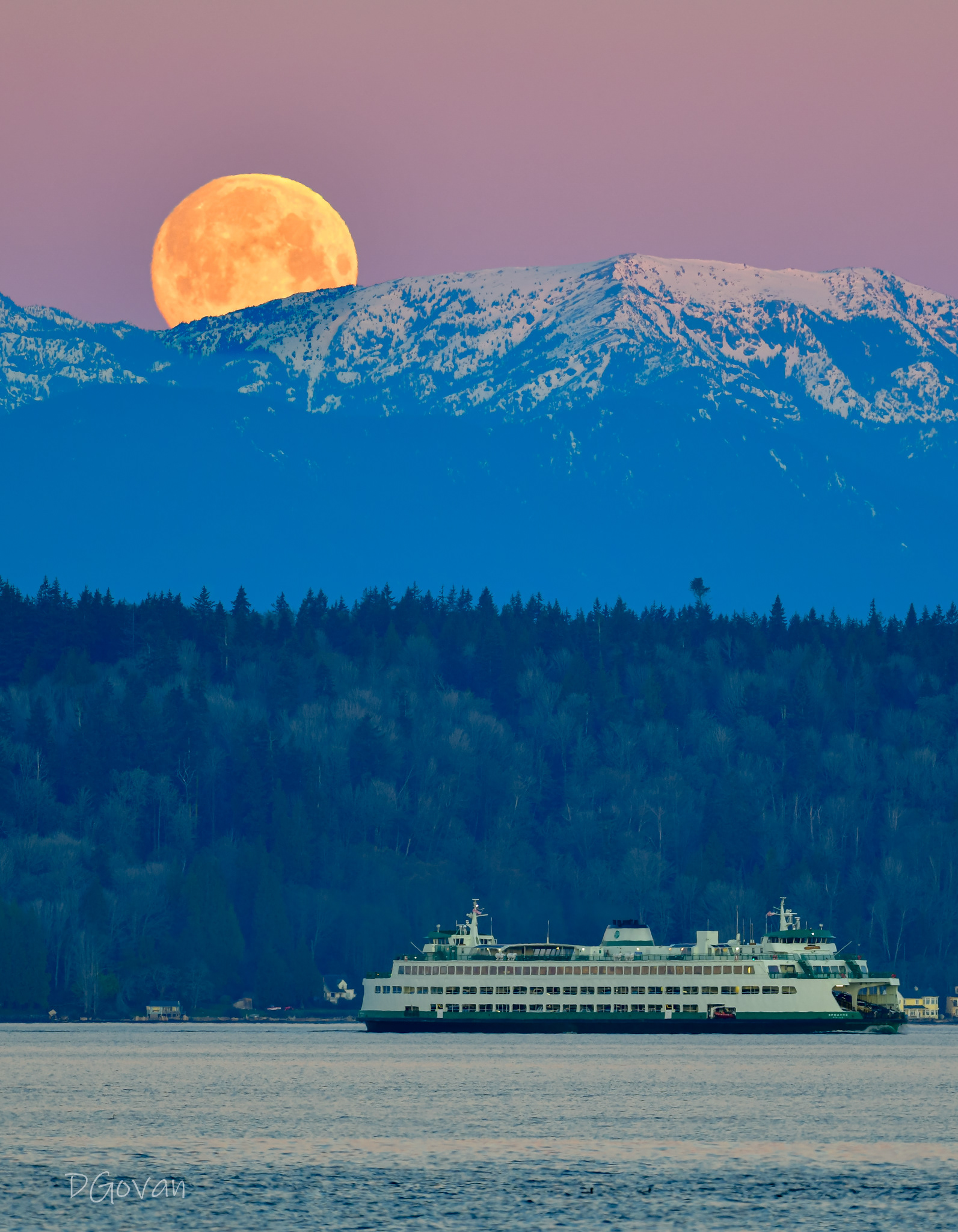 Moonset Sunrise - Edmonds, WA