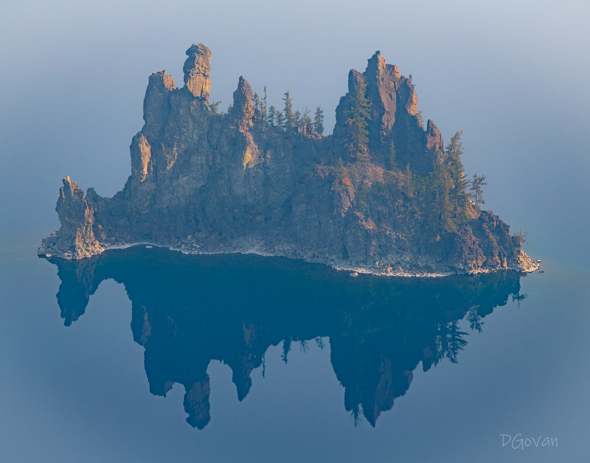 'Phantom Ship' in the Fog - Crater Lake