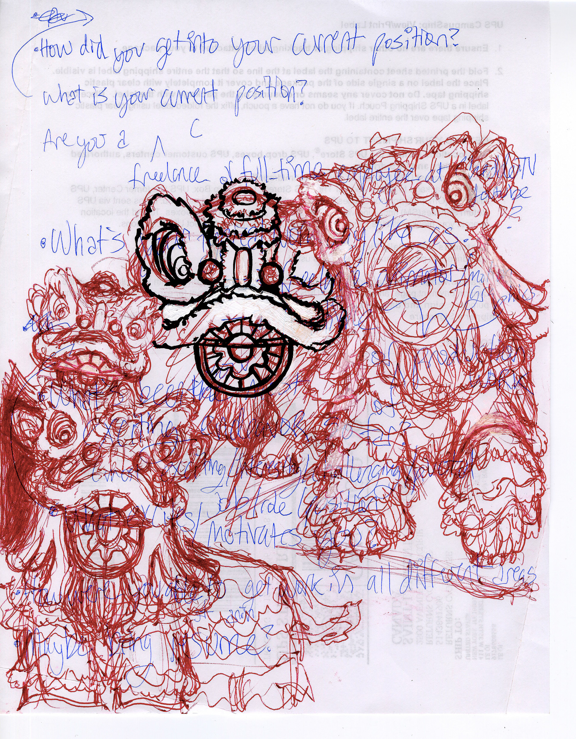 Chinese Lion Fu-Dog Study (Pen, Marker), Concepts Utilized in Clothing-brand designs.