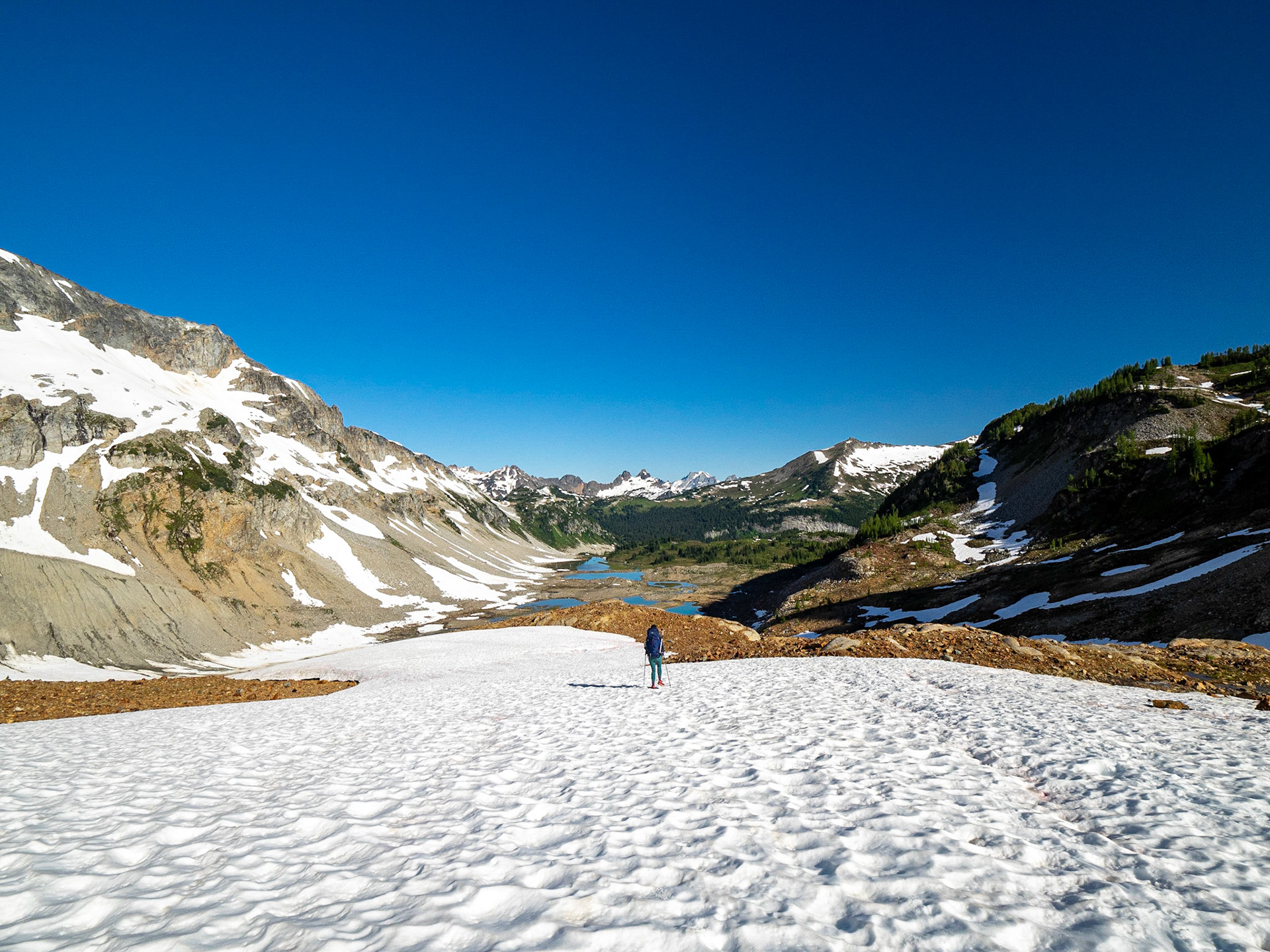 Snowfield crossing, Lyman Basin, Glacier Peak Wilderness