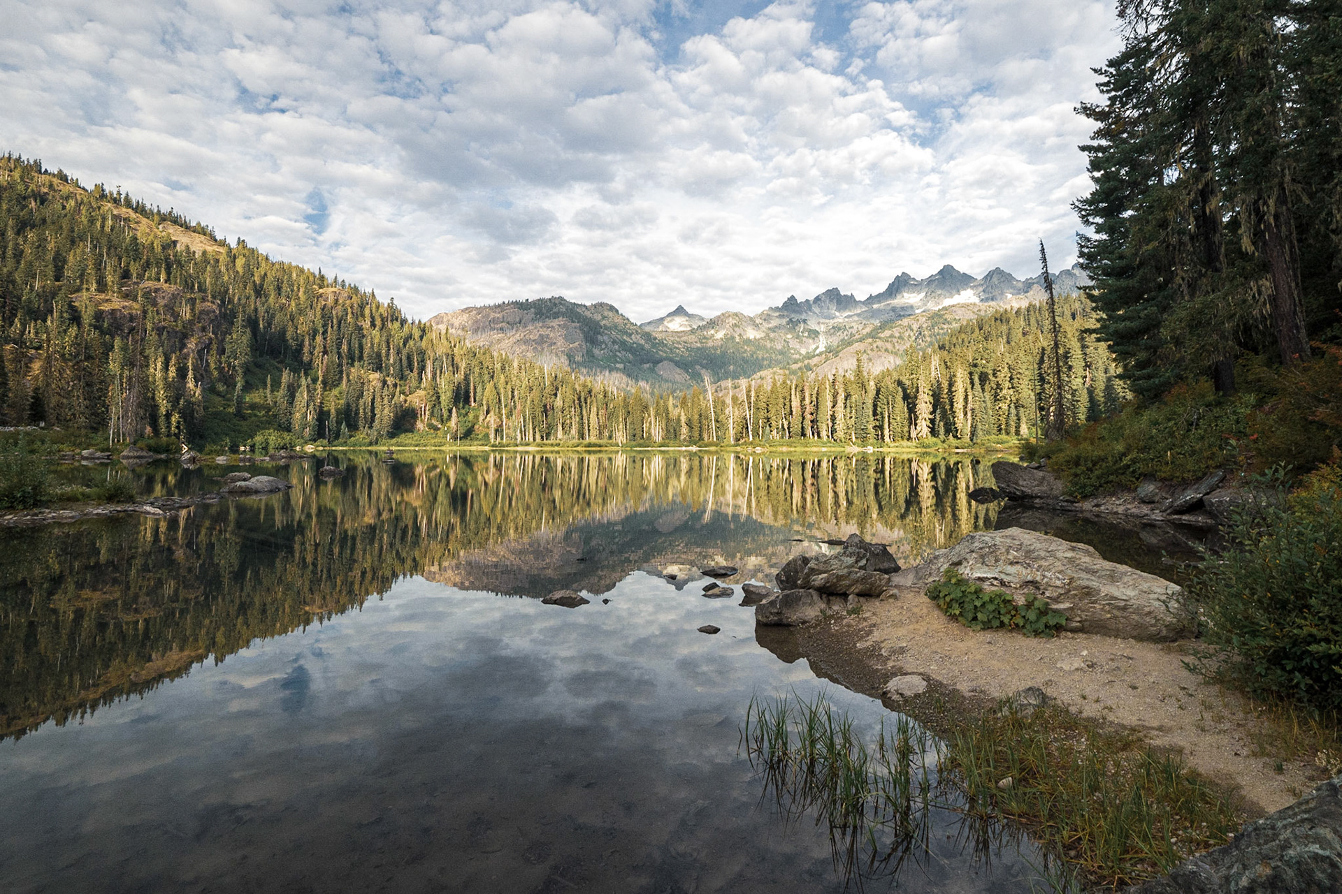 Pete Lake - Chickamin and Lemah Mountain in the distance.