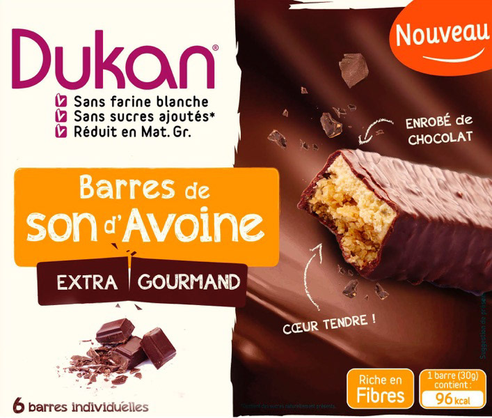 Barres son avoine chocolat sans sucres ajoutés DUKAN