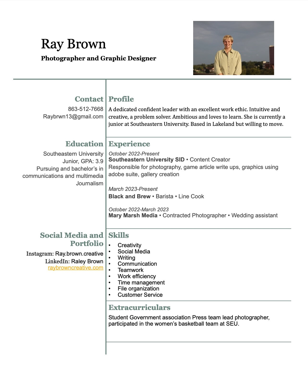 Raley Brown - Resume