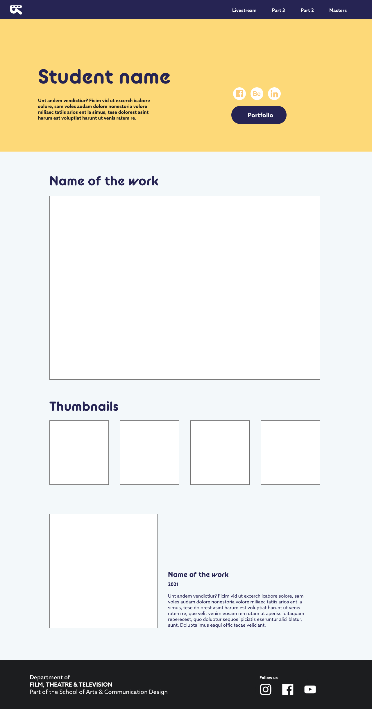 Website template (student work): light mode