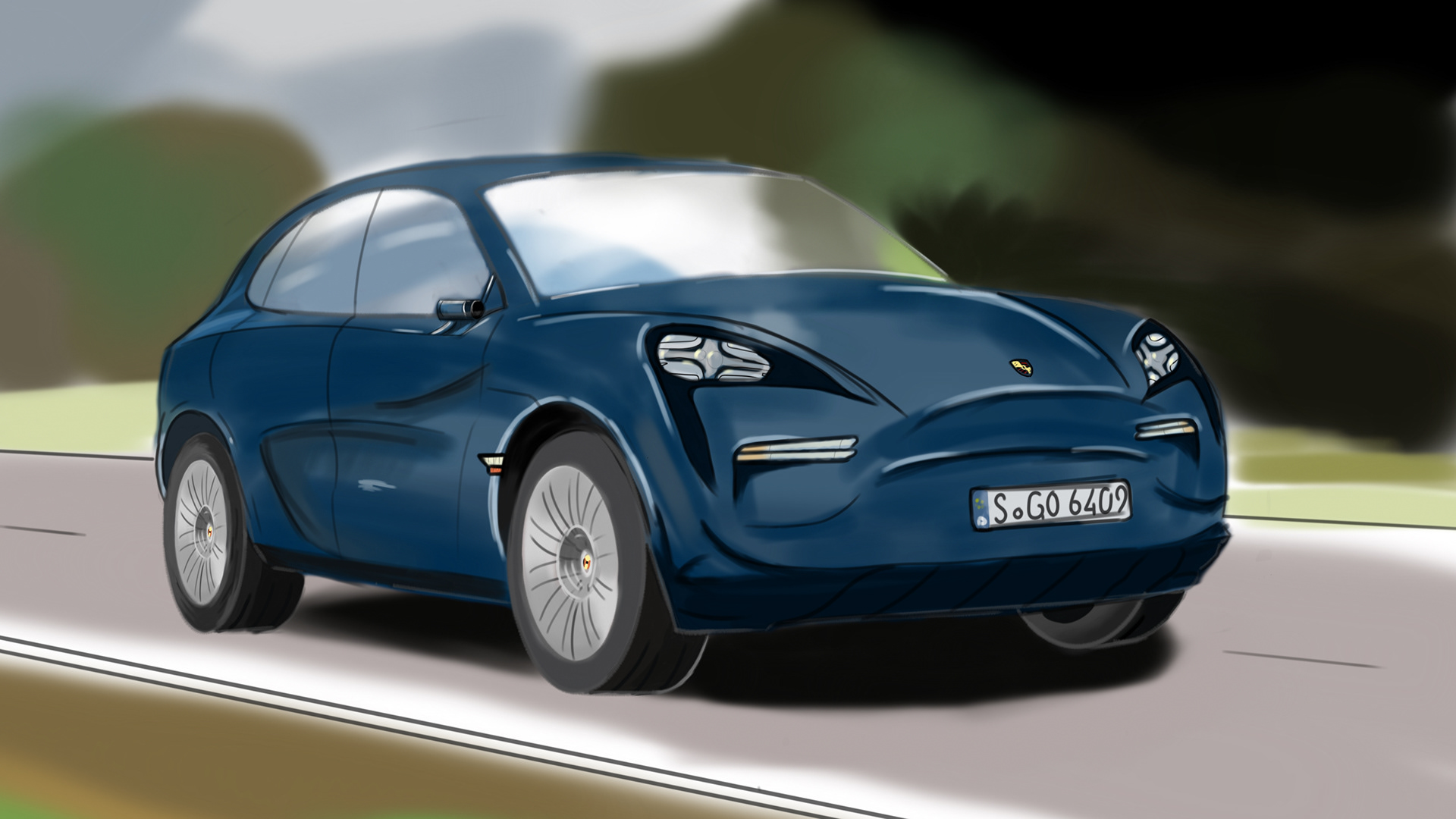 Concept sketch of a Porsche SUV