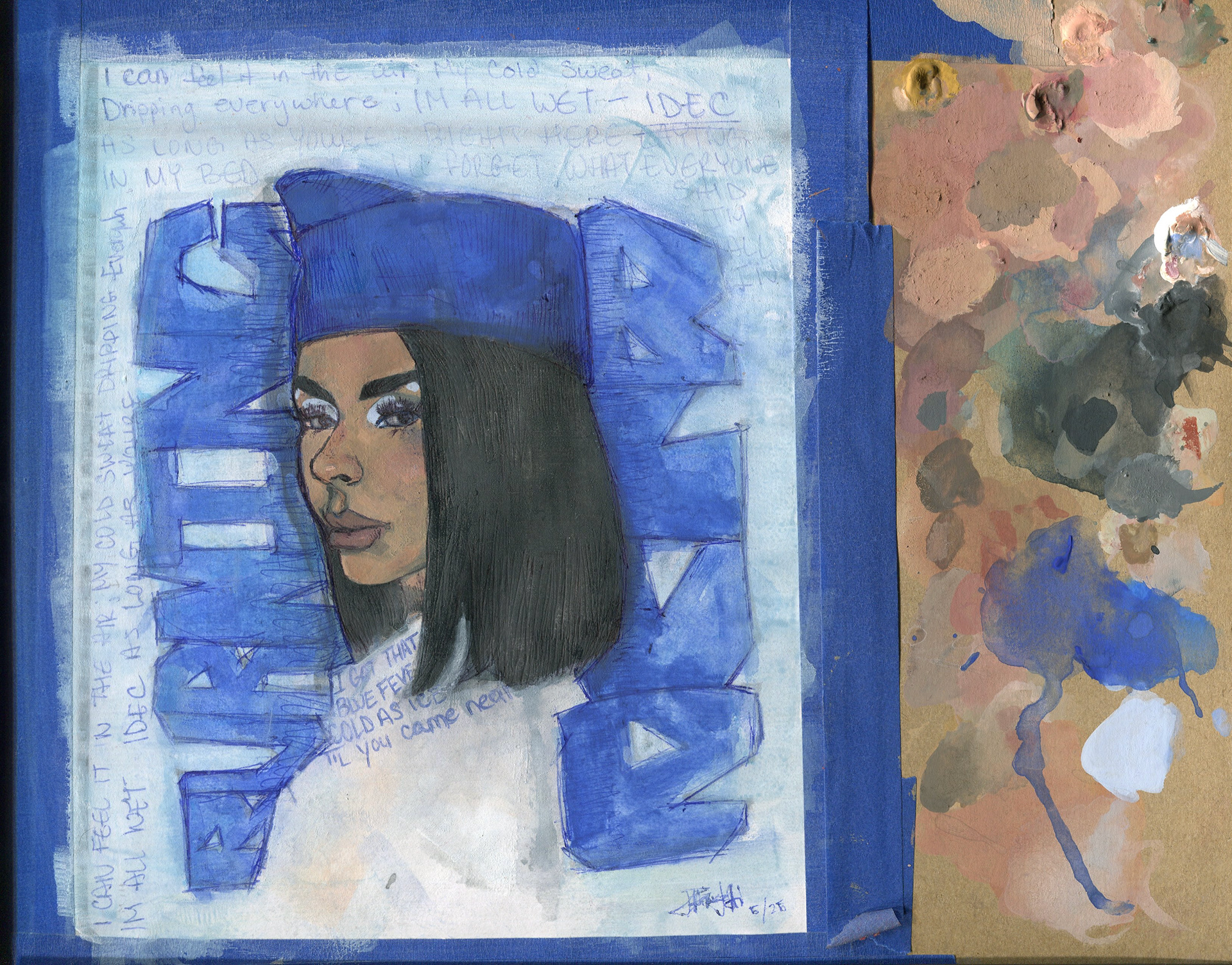 MARIAH THE SCIENTIST - Burning Blue - Gouache